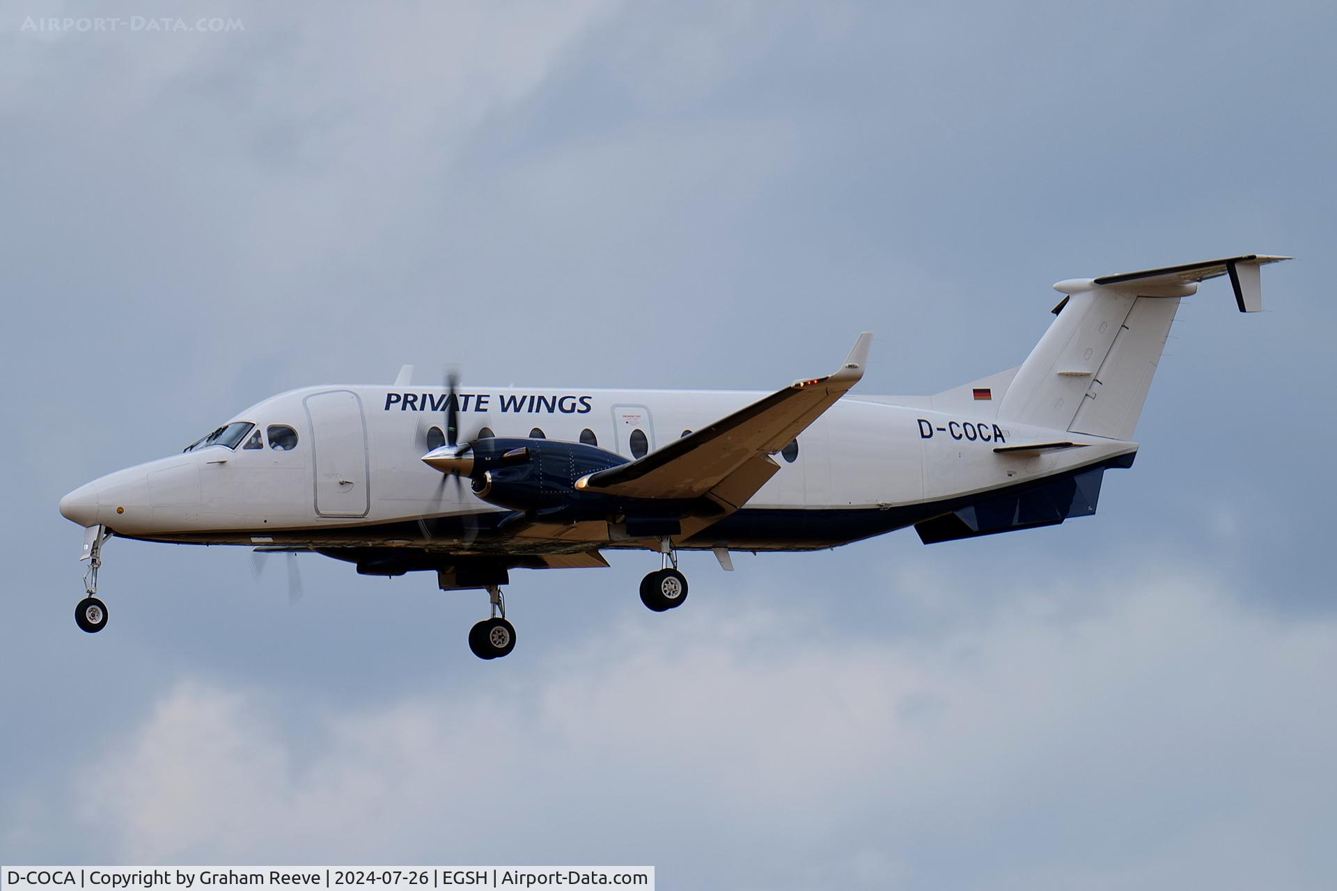 D-COCA, 1996 Beech 1900D C/N UE-224, Landing at Norwich.
