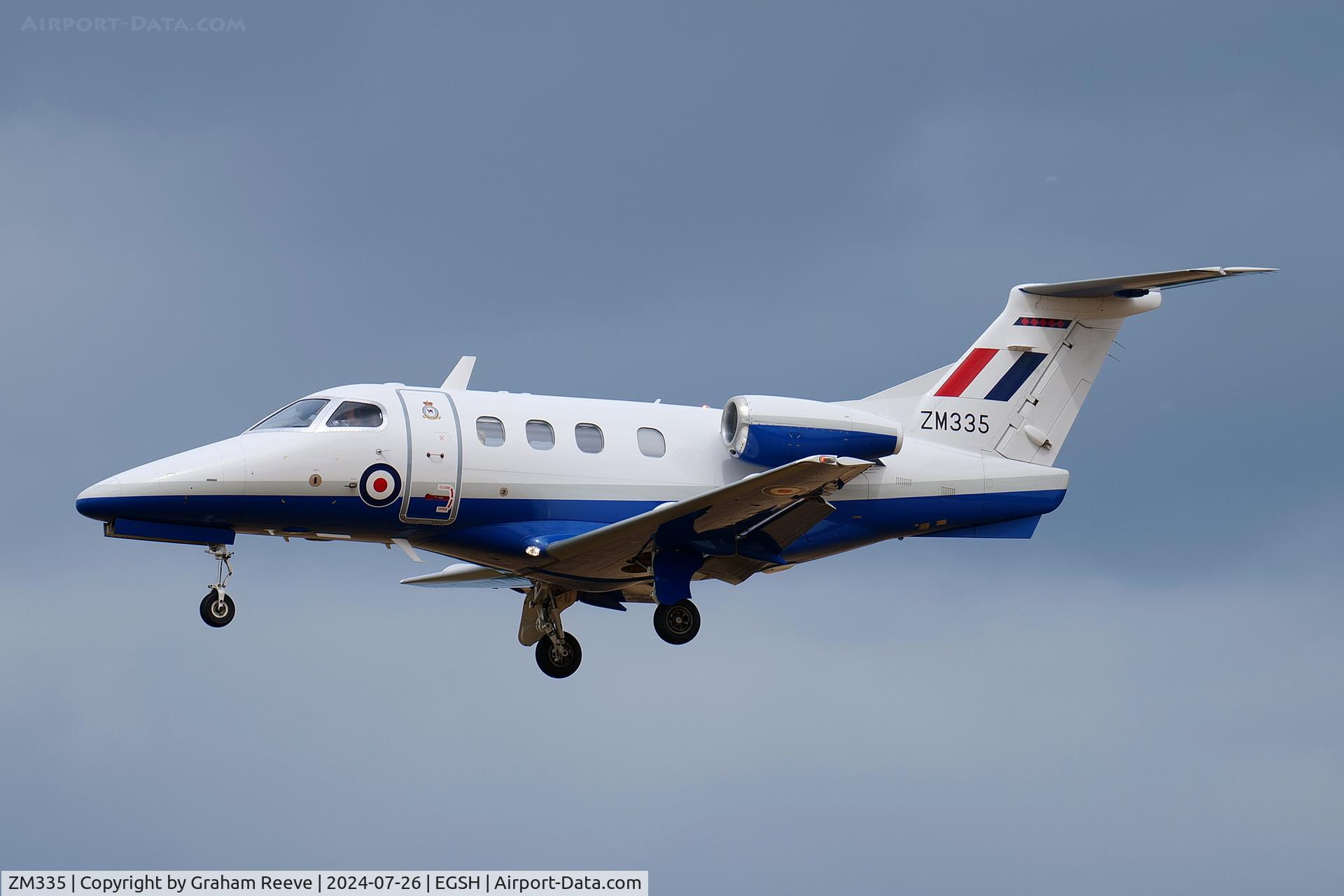 ZM335, 2017 Embraer EMB-500 Phenom 100 C/N 50000380, On approach to Norwich for a , 