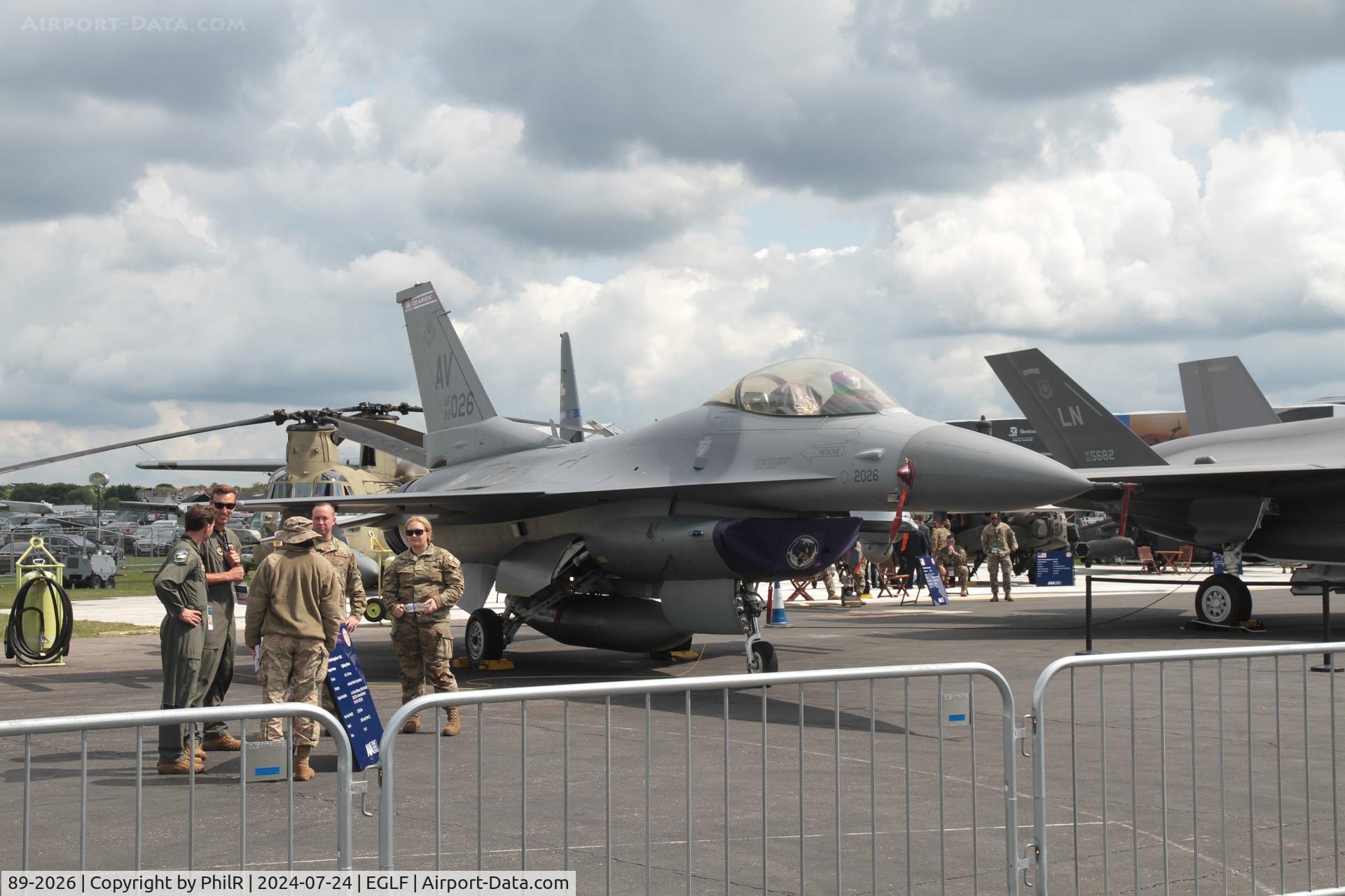 89-2026, General Dynamics F-16C Fighting Falcon C/N 1C-179, 89-2026 1990 General Dynamics F-16C USAF FIA Farnborough 24.07.24 (1)