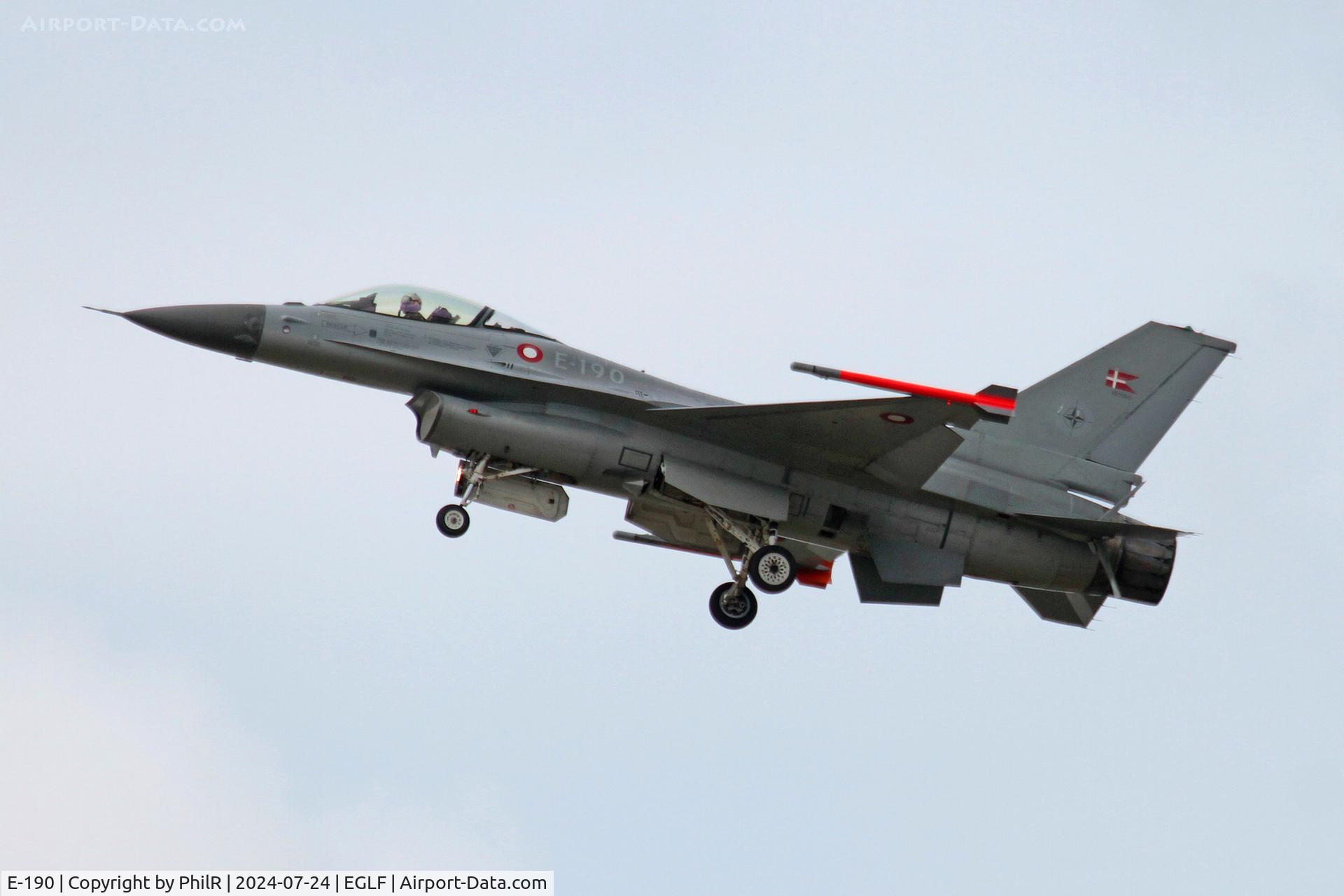 E-190, SABCA F-16AM Fighting Falcon C/N 6F-17, E-190 1981 General Dynamics F-16A Danish Air Force FIA Farnborough 24.07.24 (2)