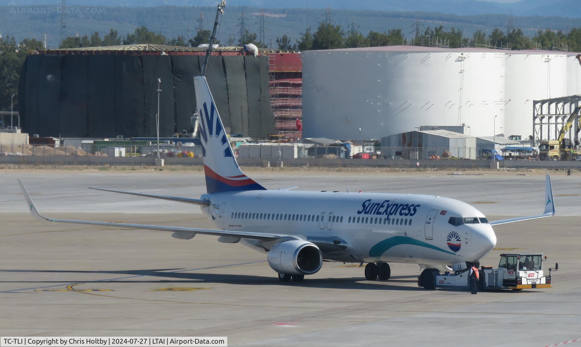 TC-TLI, 2009 Boeing 737-8FZ C/N 29682, Pushed back for take-off at Antalya Airport, Turkey