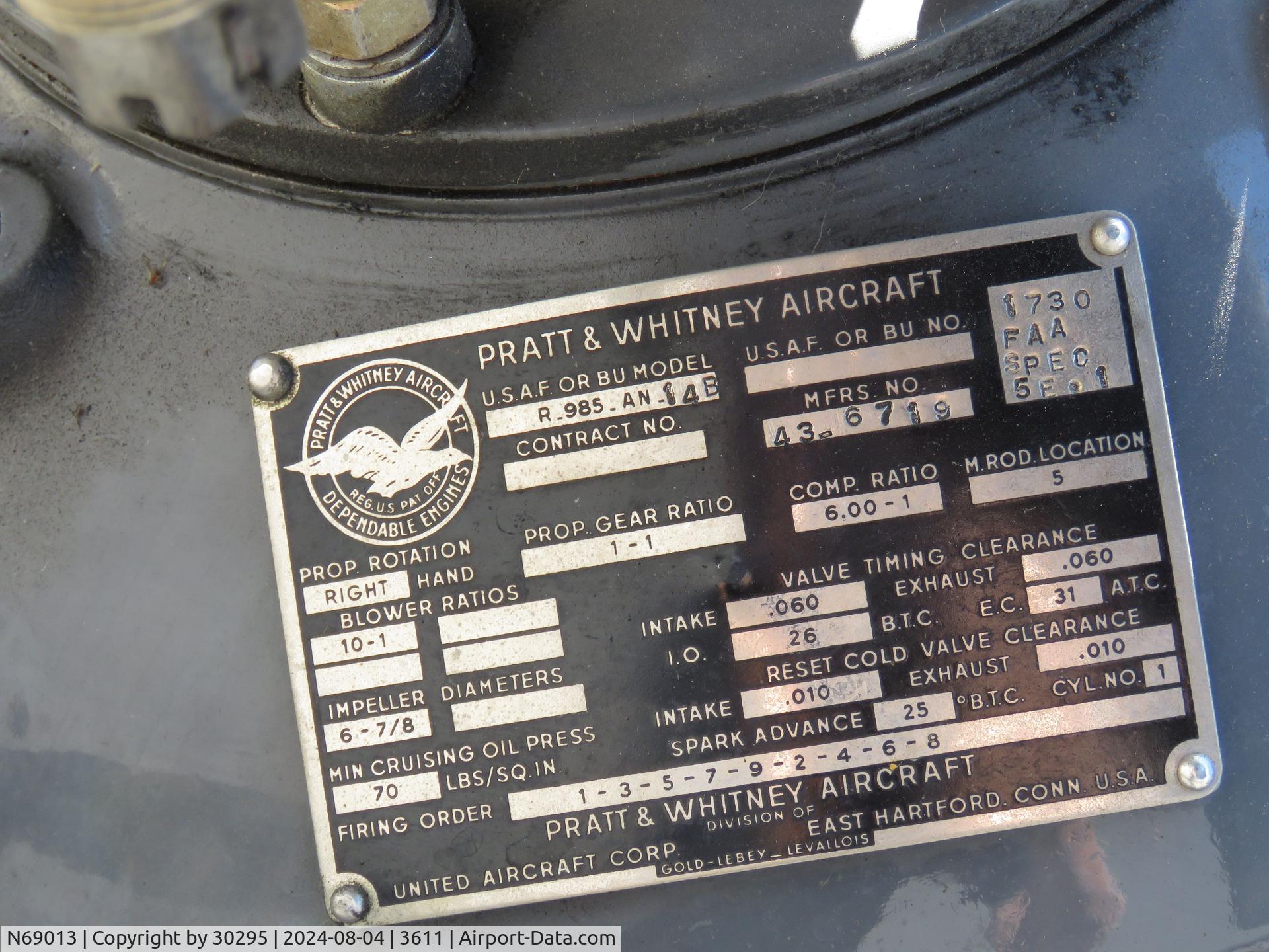 N69013, 1941 Vultee BT-13A (V-54) C/N 74-7767, Engine plate