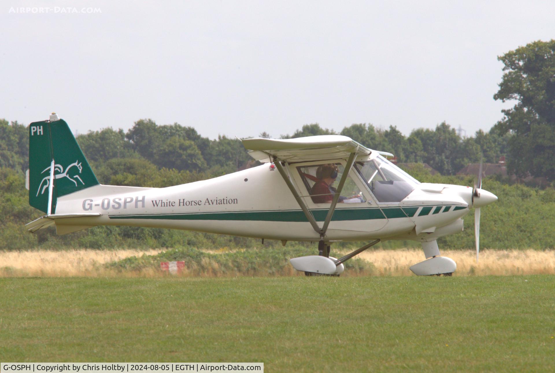 G-OSPH, 2012 Comco Ikarus C42 FB100 Bravo C/N 1205-7202, Arriving at Old Warden, Beds. for refuelling