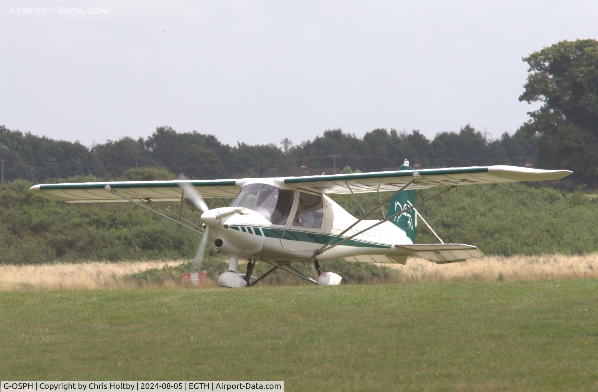 G-OSPH, 2012 Comco Ikarus C42 FB100 Bravo C/N 1205-7202, Taxiing for refuelling at Old Warden, Beds.