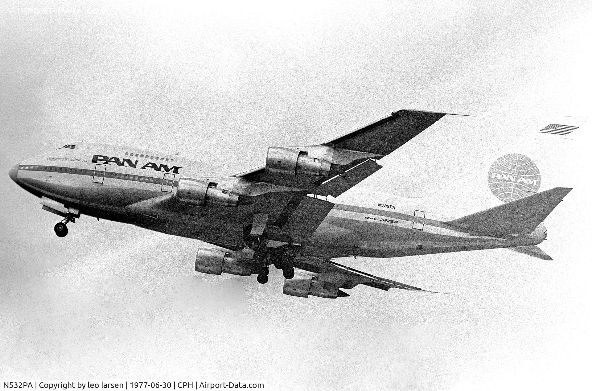 N532PA, 1976 Boeing 747SP-21 C/N 21024, Copenhagen 30.6.1977