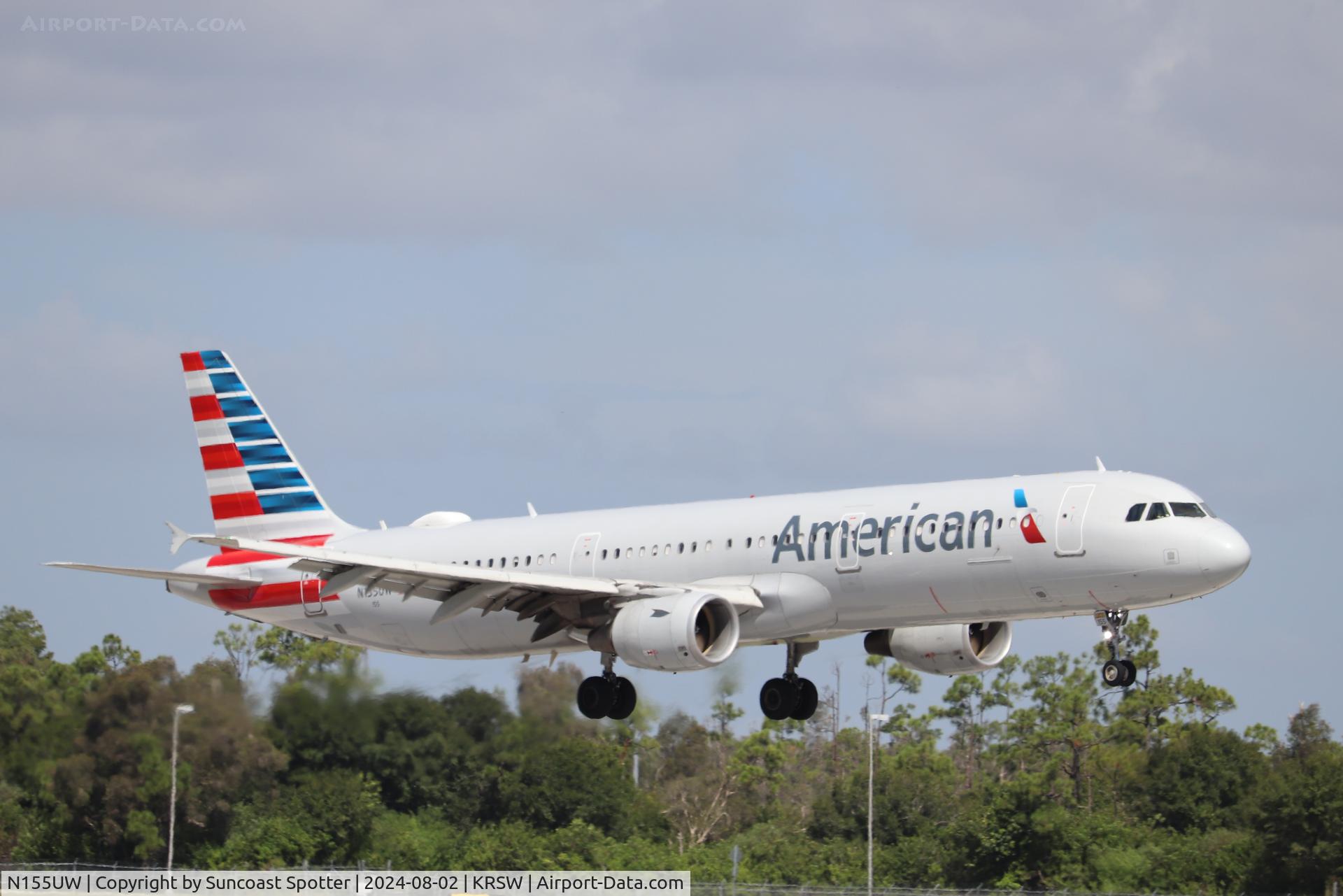 N155UW, 2013 Airbus A321-211 C/N 5659, American Flight 2024 arrives at Southwest Florida International Airport following flight from Charlotte-Douglas International Airport