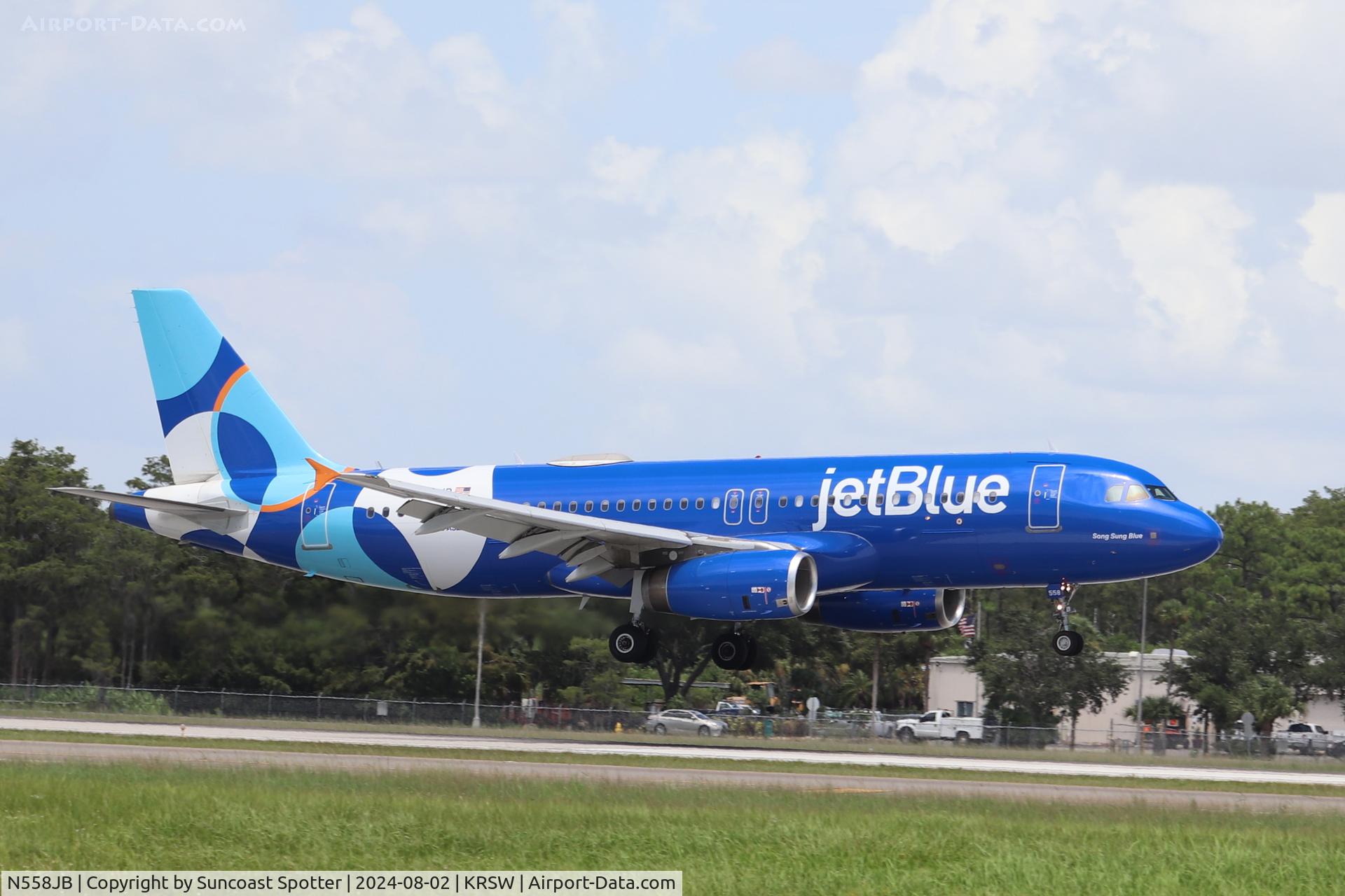 N558JB, 2003 Airbus A320-232 C/N 1915, JetBlue Flight 2511 arrives at Southwest Florida International Airport following flight from Newark-Liberty International Airport