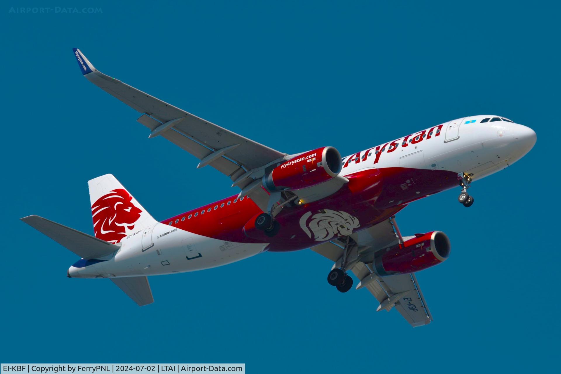 EI-KBF, 2014 Airbus A320-232(WL) C/N 6037, FlyArystan A320 arriving in AYT