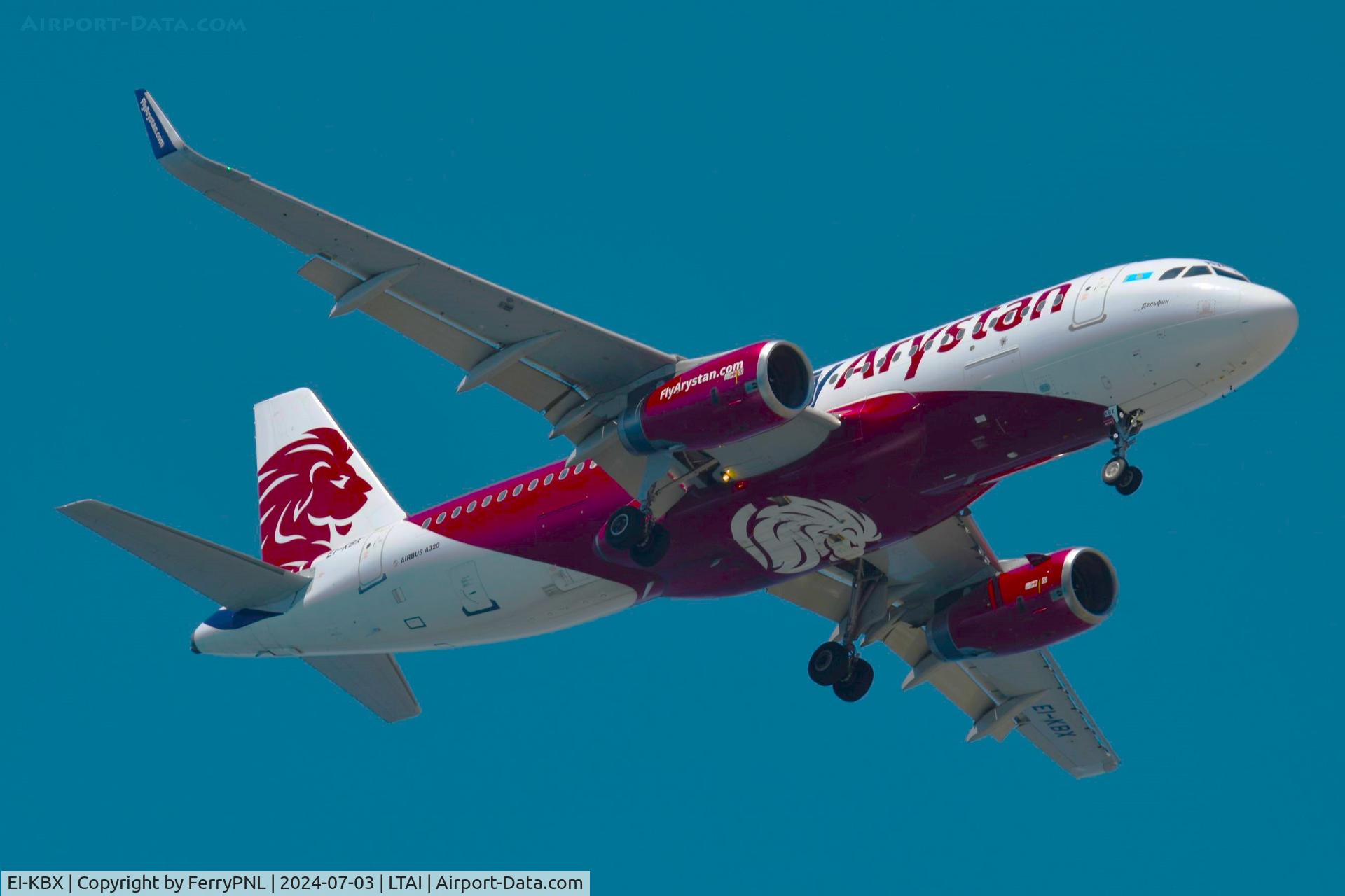 EI-KBX, 2015 Airbus A320-232(WL) C/N 6583, FlyArrystan A320 over the coast in AYT