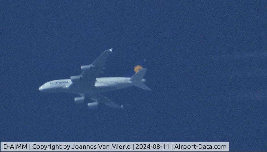 D-AIMM, 2014 Airbus A380-841 C/N 175, LH424 MUC-BOS FLT360 Over Belgium