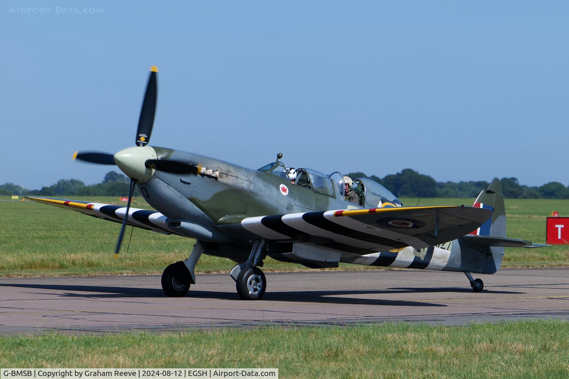 G-BMSB, 1943 Supermarine 361 Spitfire T.IX C/N CBAF.7722, Just landed at Norwich.