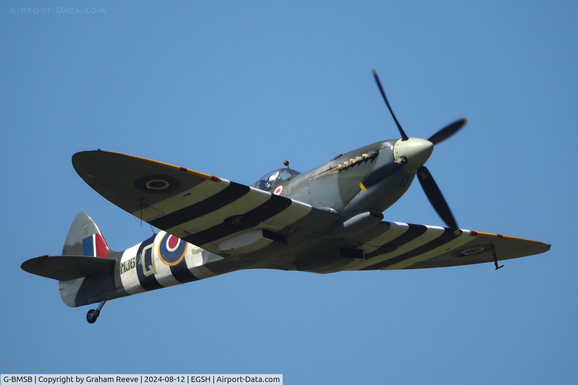 G-BMSB, 1943 Supermarine 361 Spitfire T.IX C/N CBAF.7722, Departing from Norwich.