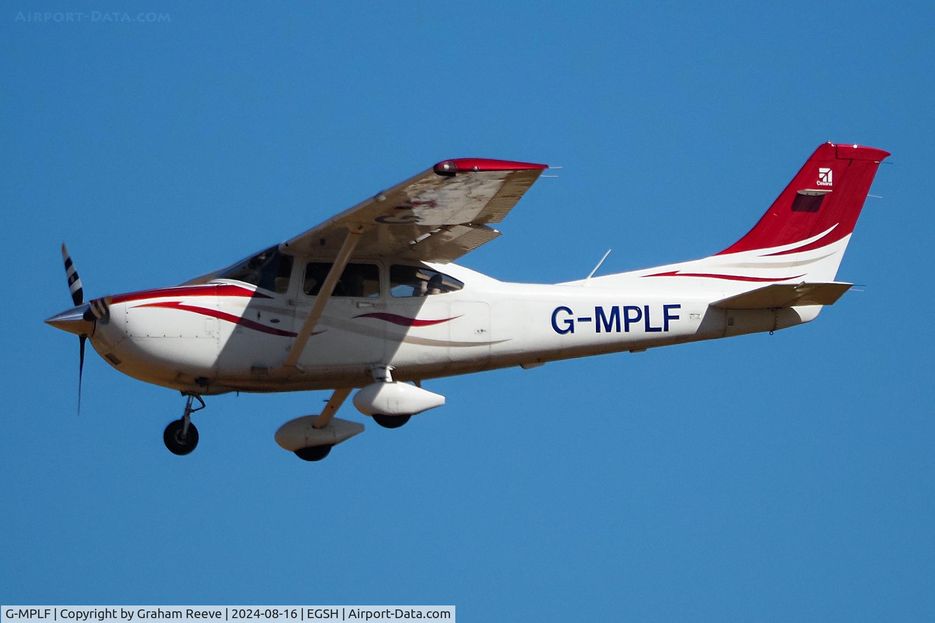 G-MPLF, 2008 Cessna 182T Skylane C/N 18282102, Landing at Norwich.