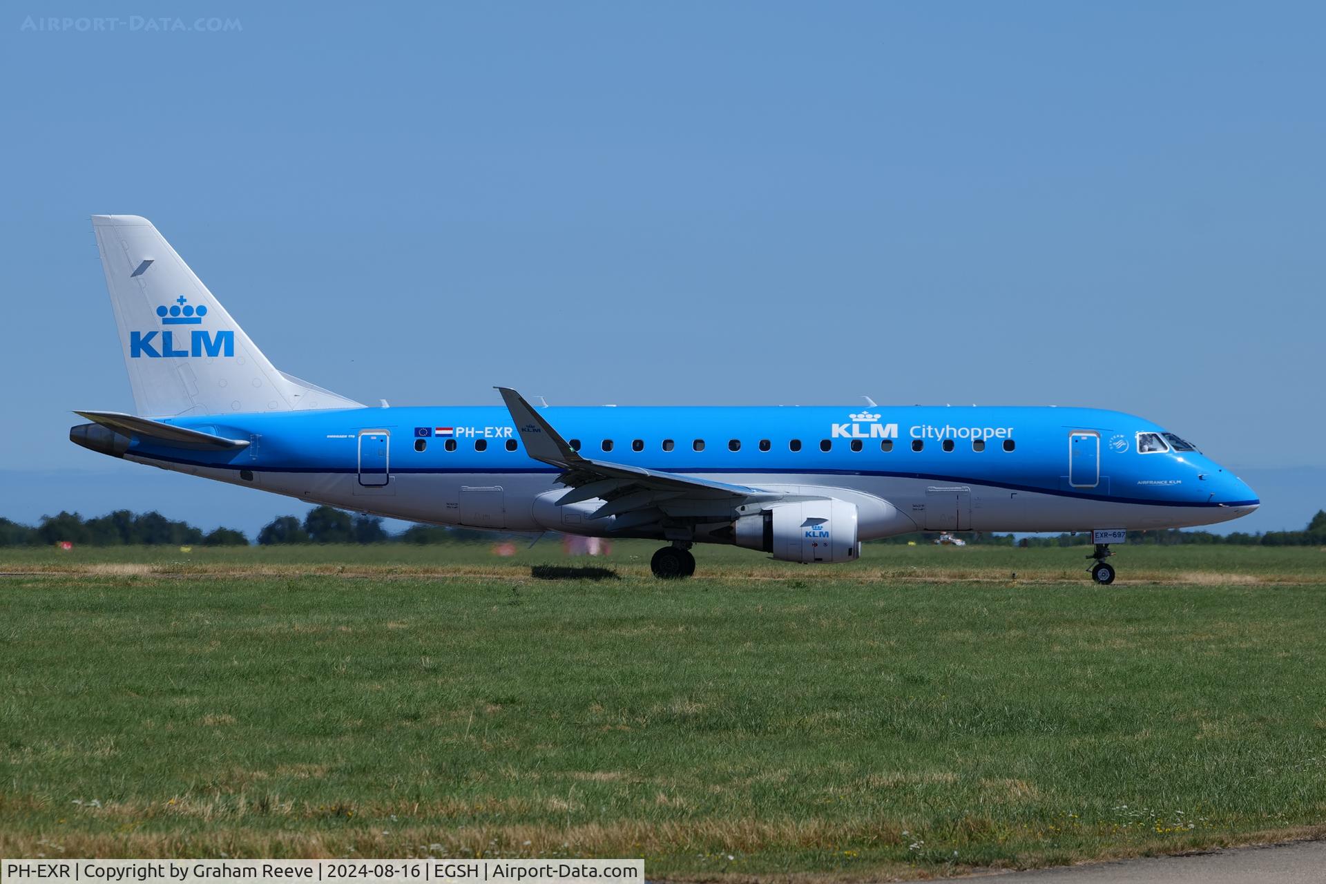 PH-EXR, 2017 Embraer 175STD (ERJ-170-200STD) C/N 17000697, Just landed at Norwich.