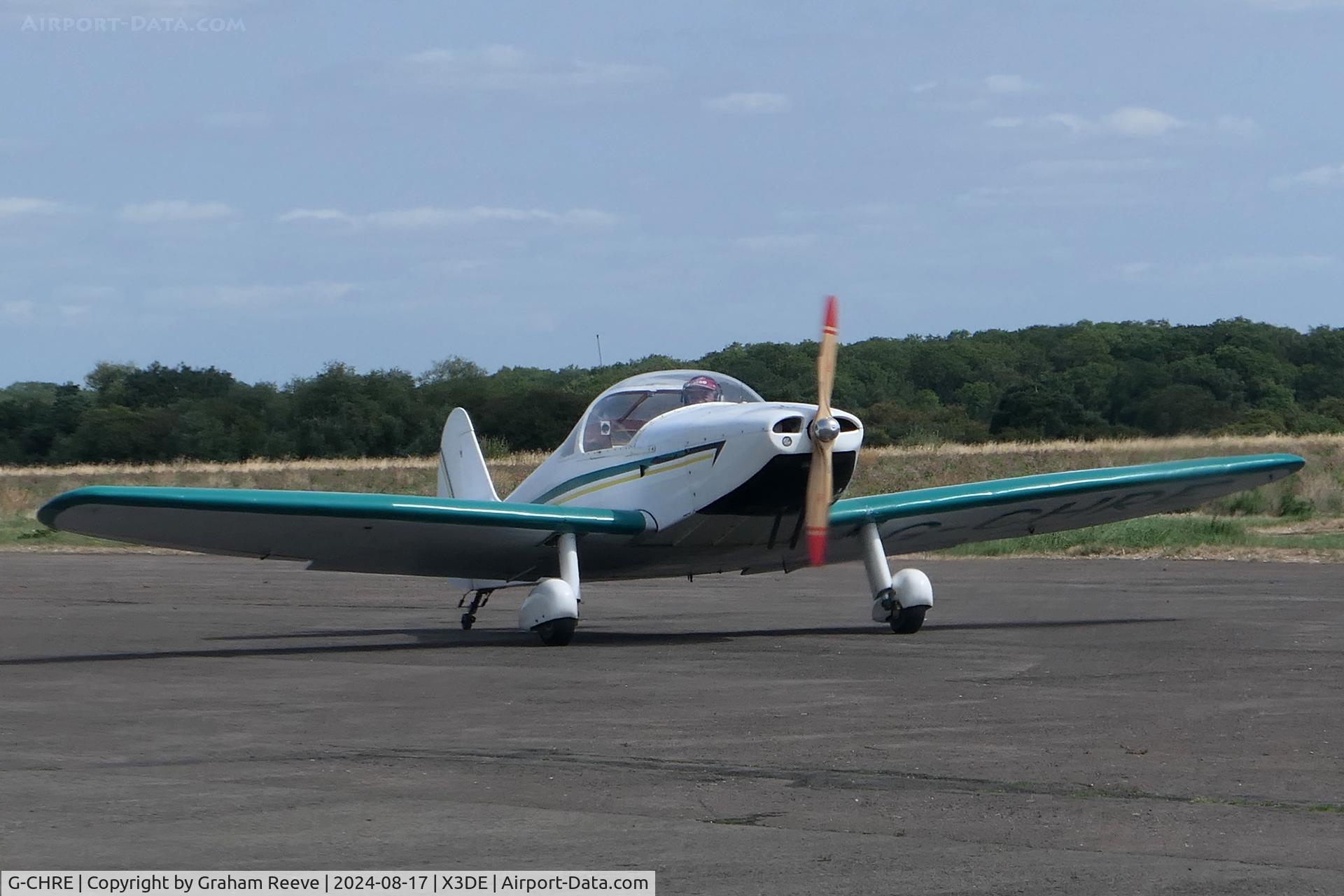 G-CHRE, Nicollier HN-700 Menestrel II C/N PFA 217-13867, Just landed at Deenethorpe.