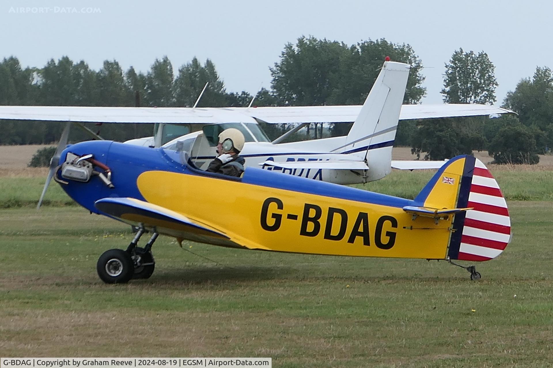 G-BDAG, 1994 Taylor JT-1 Monoplane C/N PFA 1430, Departing from Beccles.