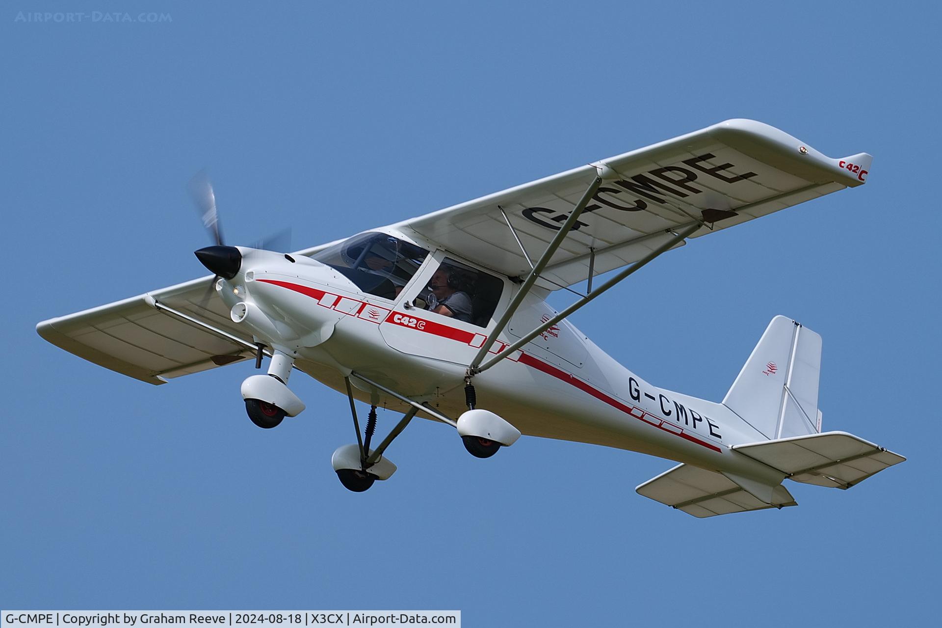 G-CMPE, 2023 Comco Ikarus C42 FB100 Charlie C/N 2203-7682, Departing from Northrepps.