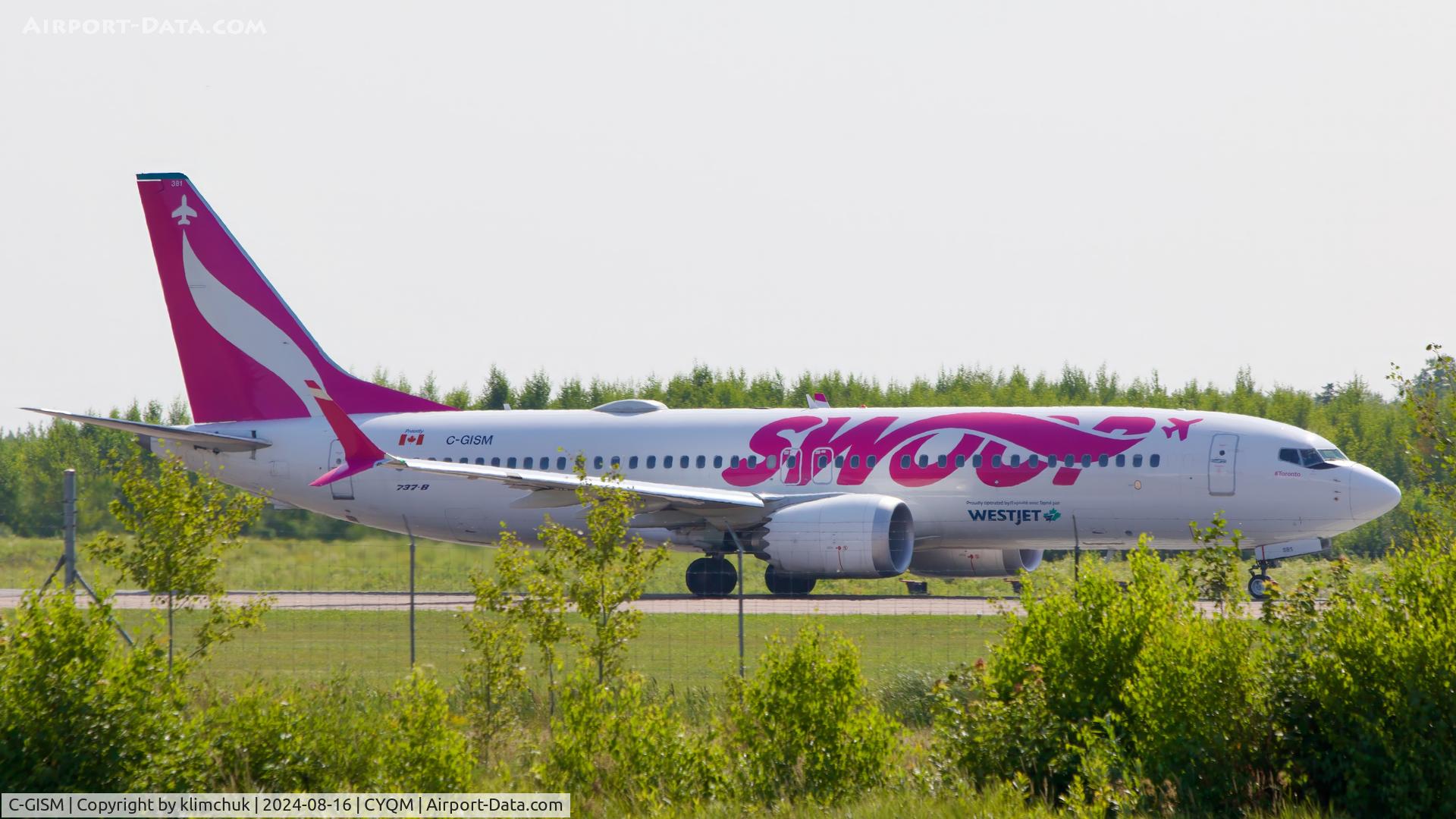 C-GISM, 2019 Boeing 737-8 MAX C/N 42840, Taking off to Toronto