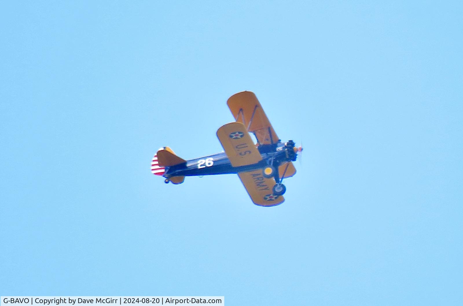 G-BAVO, 1945 Boeing PT-17 Kaydet (A75N1) C/N 3250-1405, Flying over Kinver, Staffordshire.
