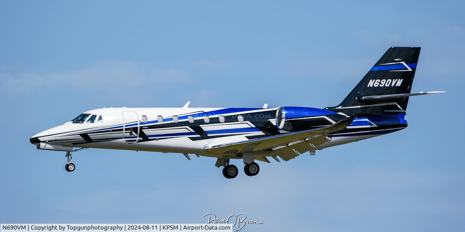 N690VM, 2021 Cessna 680 Citation C/N 680-0598, Landing RW34