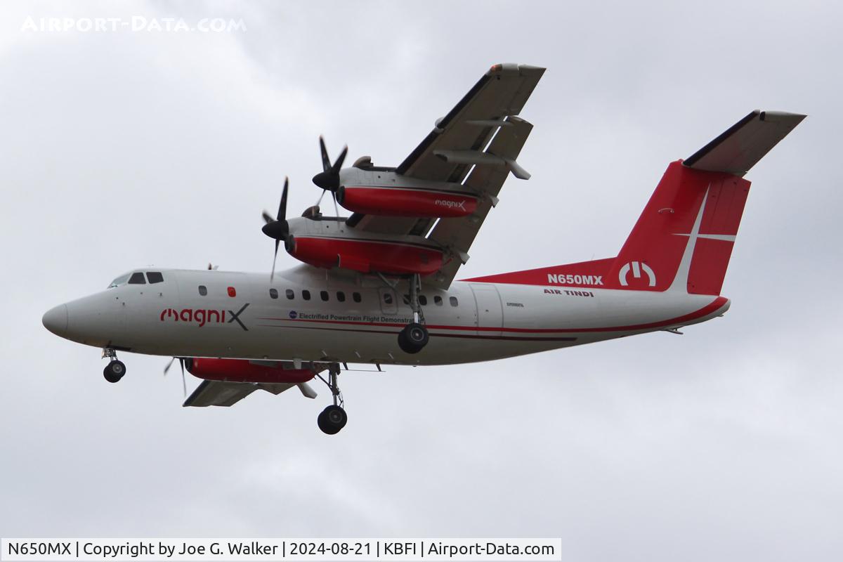 N650MX, 1979 DeHavilland Canada DHC-7 C/N 11, Seen on short final to BFI was this DHC-7 that will be used as a flying testbed for hybrid engine applications.