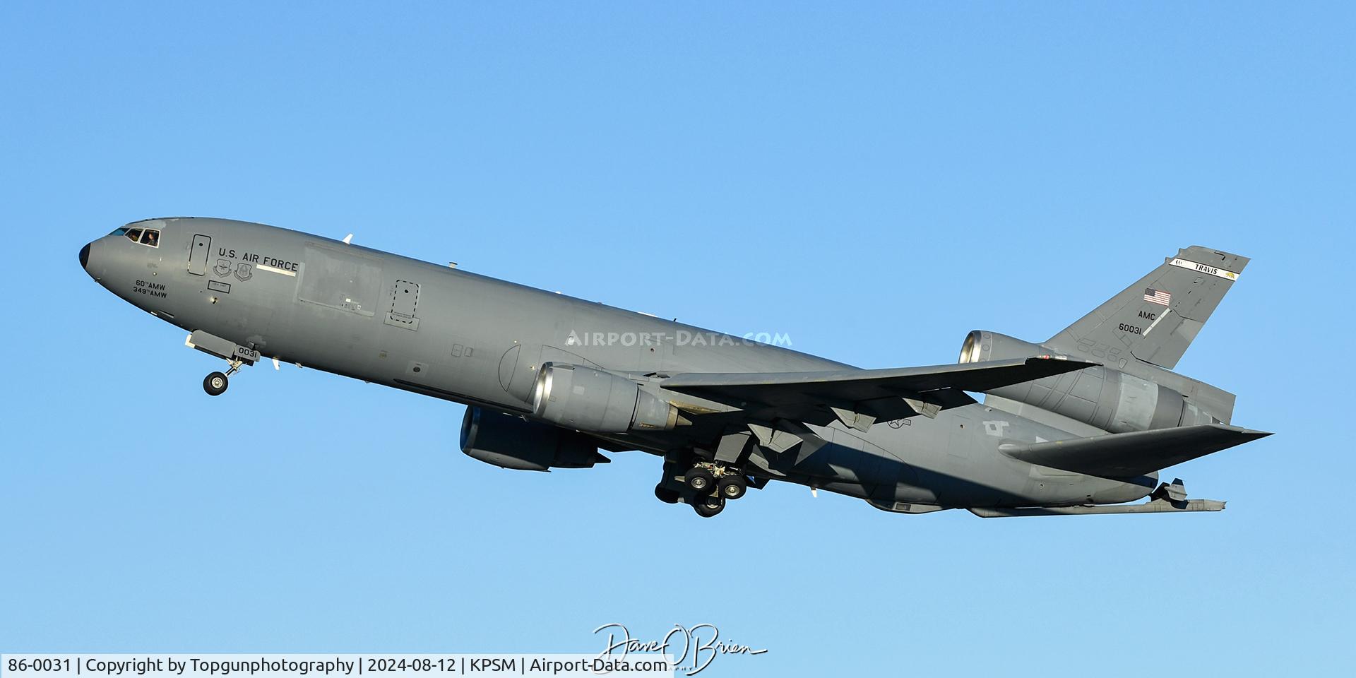 86-0031, 1986 McDonnell Douglas KC-10A Extender C/N 48244, GOLD41 off the deck and will meet up with fighters to drag overseas