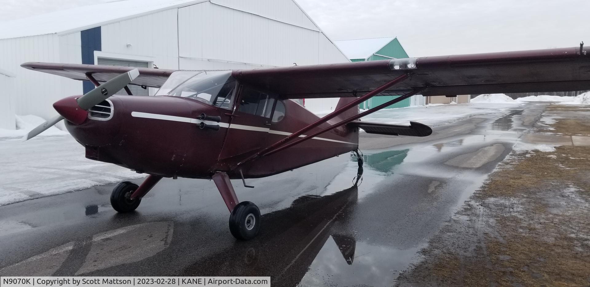 N9070K, 1947 Stinson 108 Voyager C/N 108-2070, Shortly after returning the airplane to KANE(Janes Field Minnesota) after a short time in Pennsylvania.