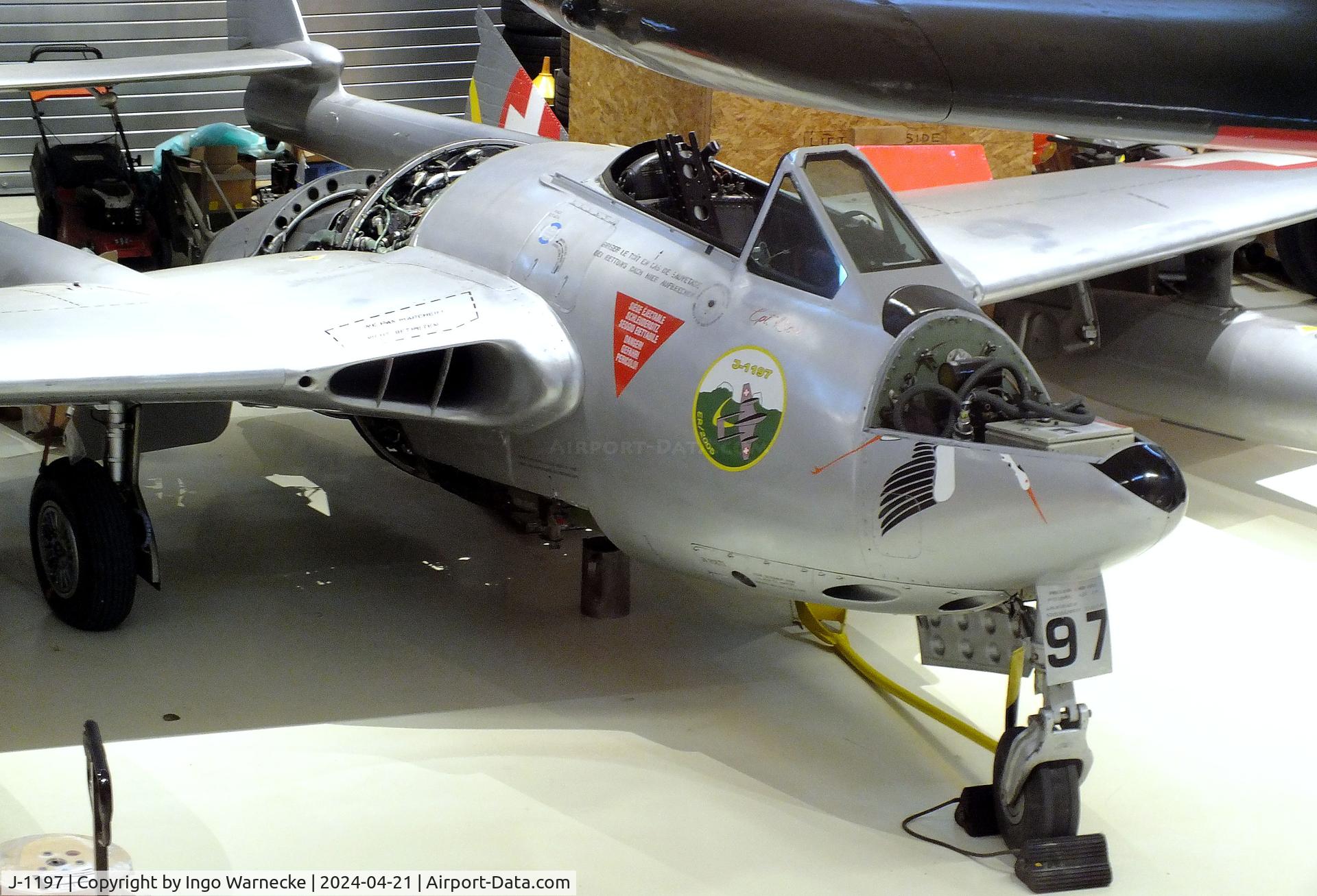 J-1197, 1972 De Havilland (FFA) Vampire FB.6 (DH-100) C/N 706, De Havilland (FFA) D.H.100 Vampire FB6 undergoing restauration at the FFA-Museum, Altenrhein