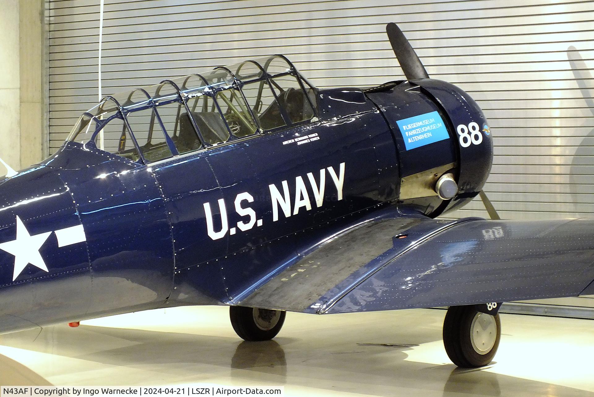 N43AF, 1943 North American SNJ-5 Texan C/N 43667, North American SNJ-5 Texan at the FFA-Museum, Altenrhein