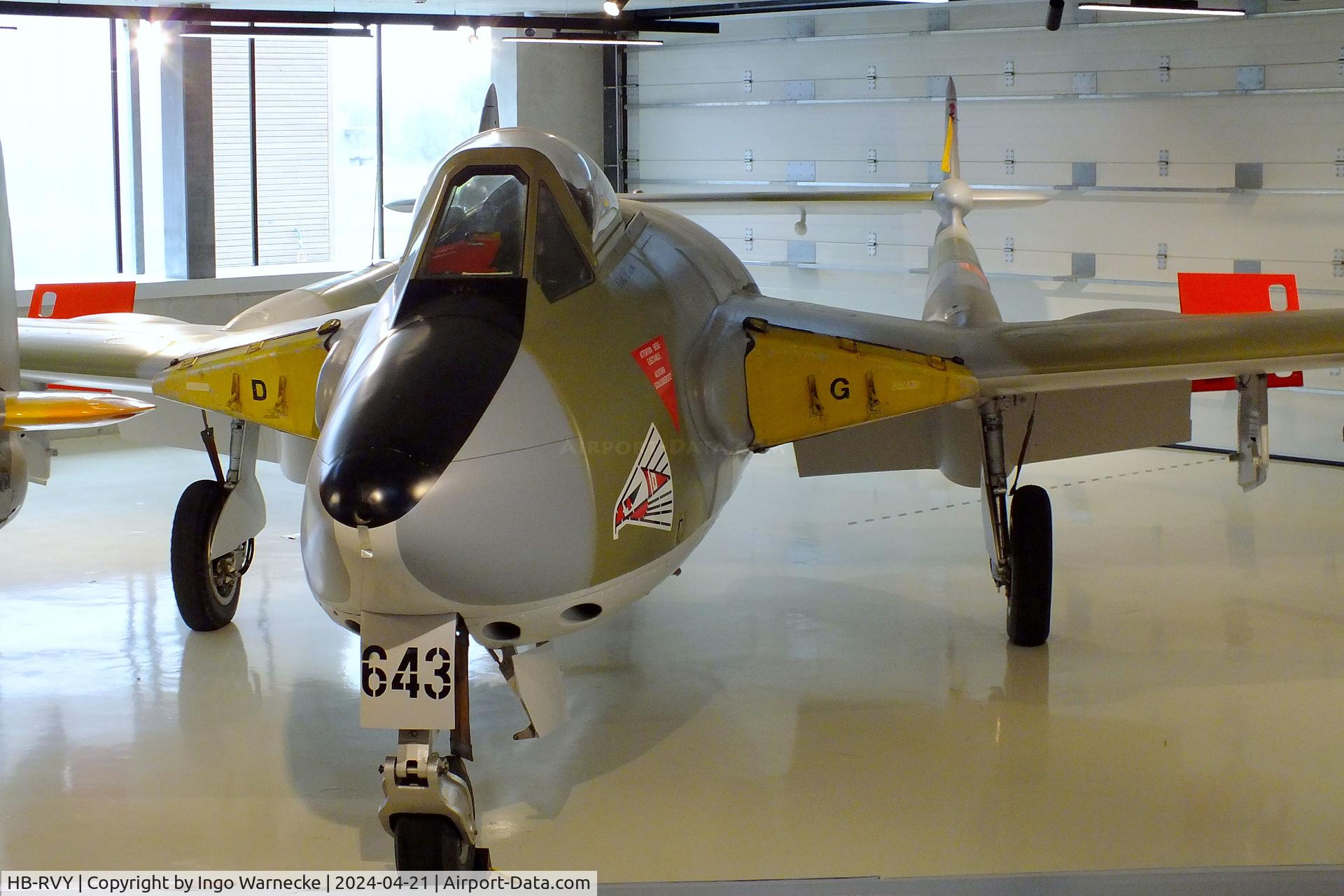 HB-RVY, De Havilland (F+W Emmen) DH-112 Venom FB.50 C/N 853, De Havilland (F+W Emmen) D.H.112 Venom FB50 at the FFA-Museum, Altenrhein