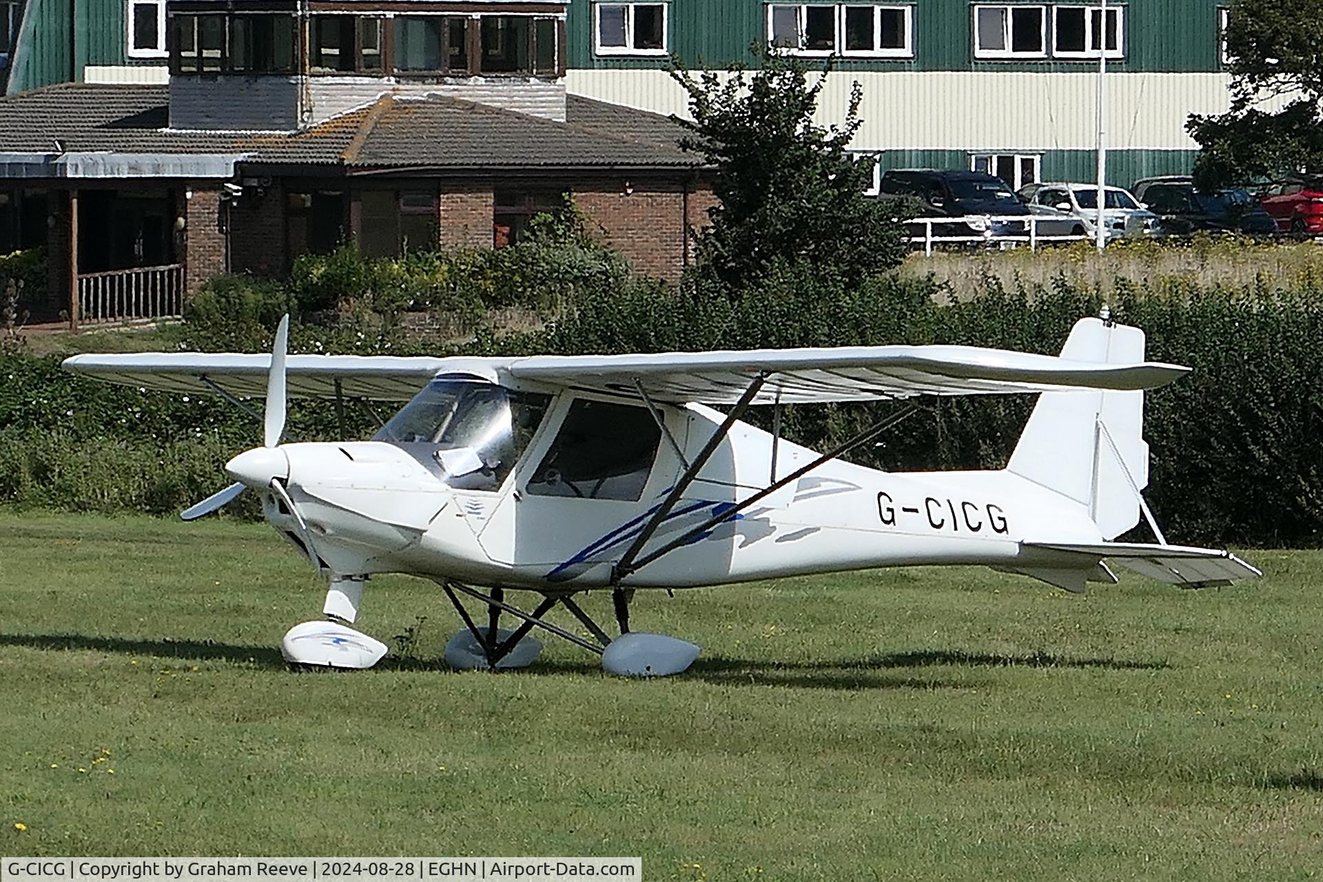 G-CICG, 2013 Comco Ikarus C42 Cyclone C/N 1304-7259, Parked at Sandown, Isle of Wight.