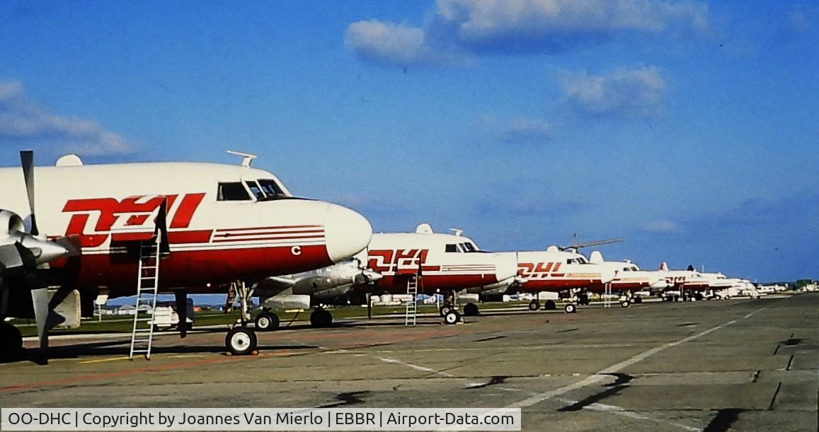 OO-DHC, 1953 Convair 580(F) C/N 068/122, DHL BRU HUB '90s ex-slide