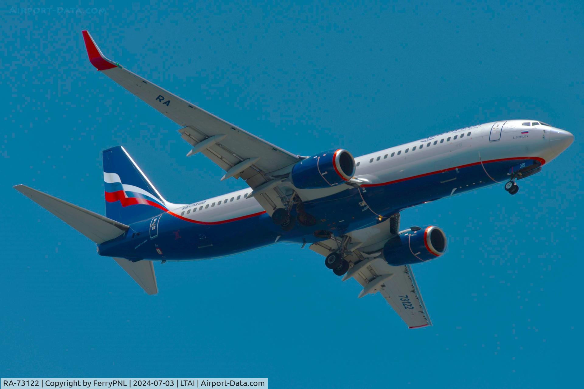 RA-73122, 2015 Boeing 737-8LJ(WL) C/N 41204, Arrival of Aeroflot B738 in Antalya