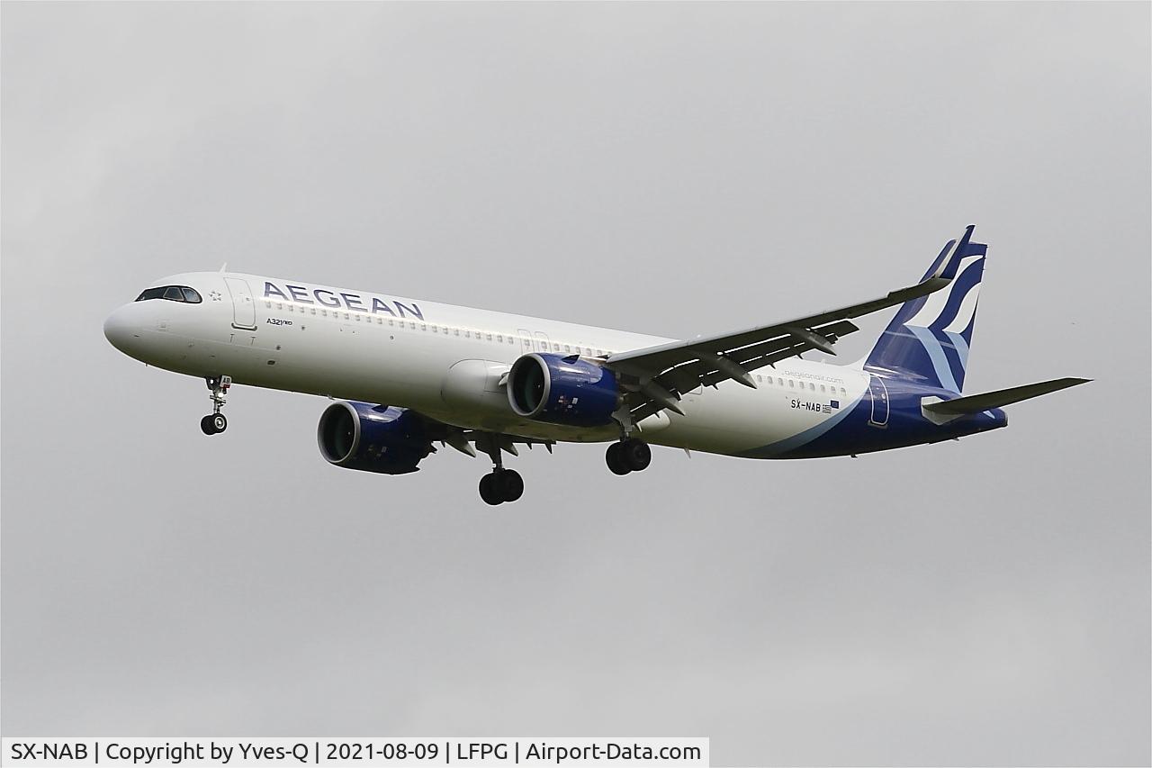 SX-NAB, 2020 Airbus A321-271NX C/N 9575, Airbus A321-271NX, n final rwy 26L, Roissy Charles De Gaulle airport (LFPG-CDG)