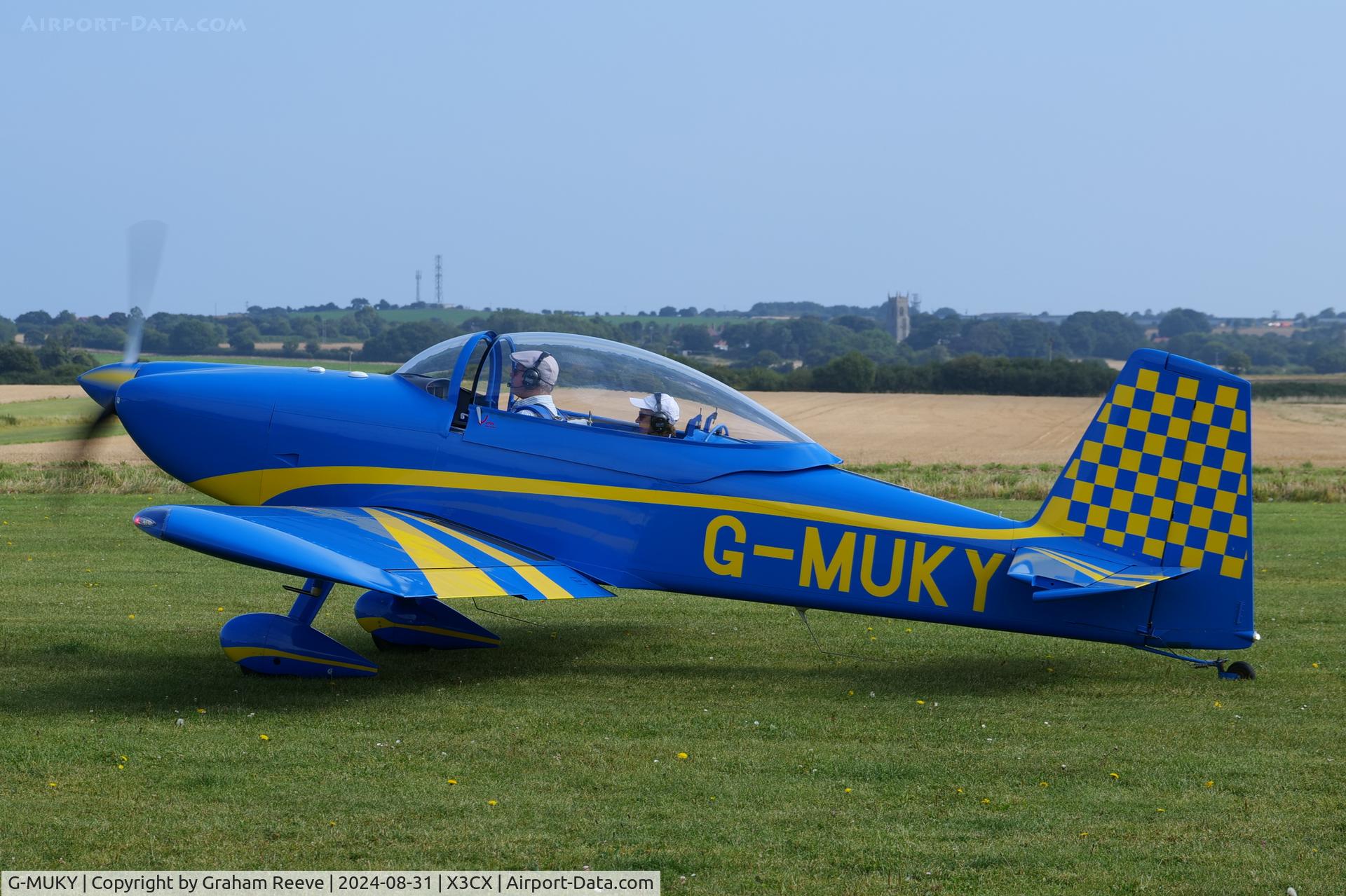 G-MUKY, 2010 Vans RV- 8 C/N LAA-303-14998, Departing from Northrepps.