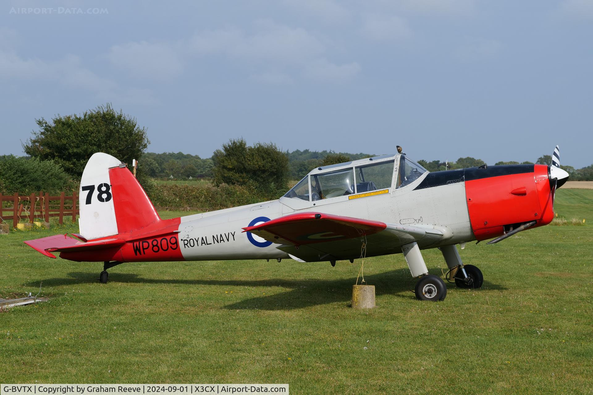 G-BVTX, 1952 De Havilland DHC-1 Chipmunk T.10 C/N C1/0705, Parked at Northrepps.