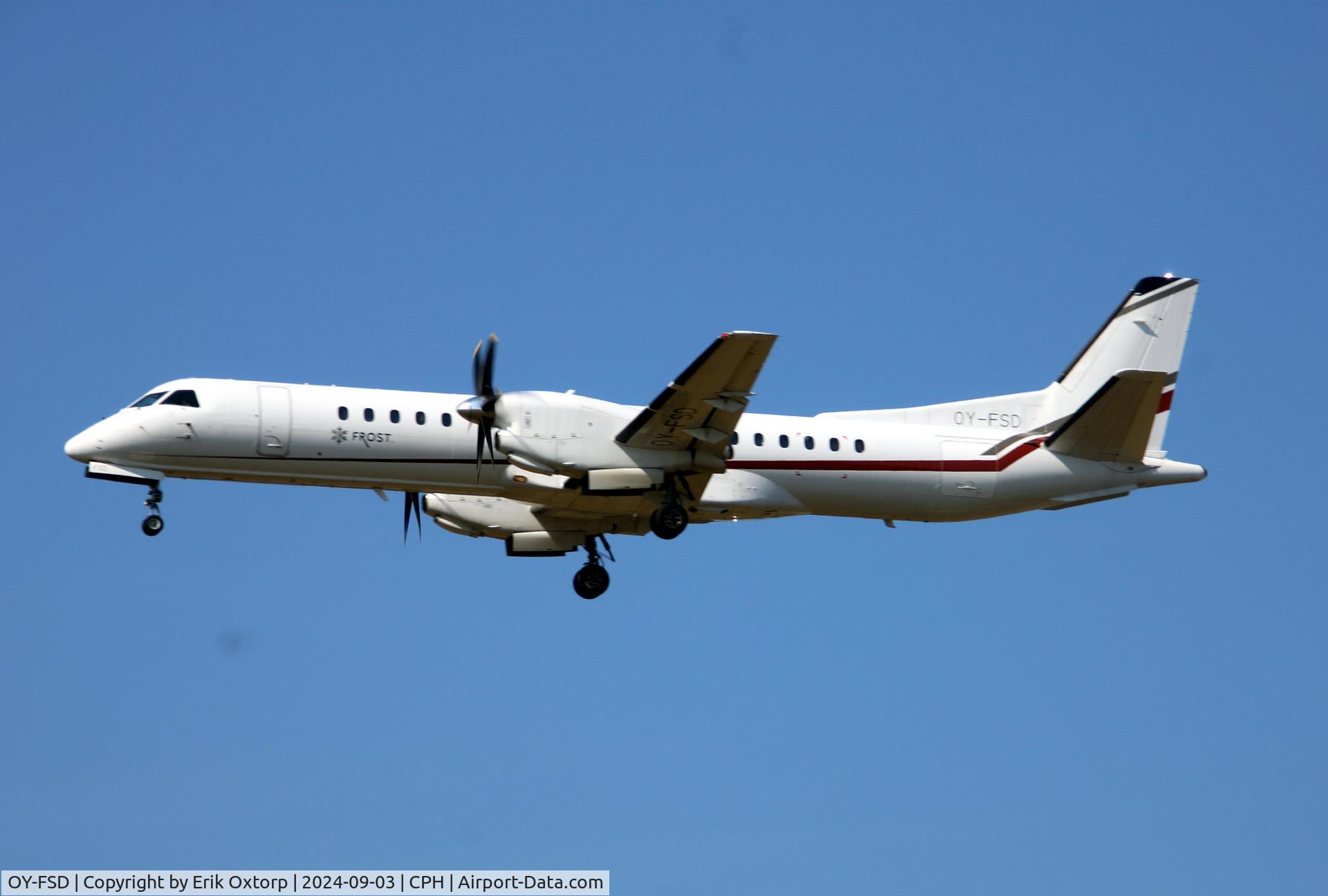OY-FSD, 1996 Saab 2000 C/N 2000-041, OY-FSD landing rw 22L