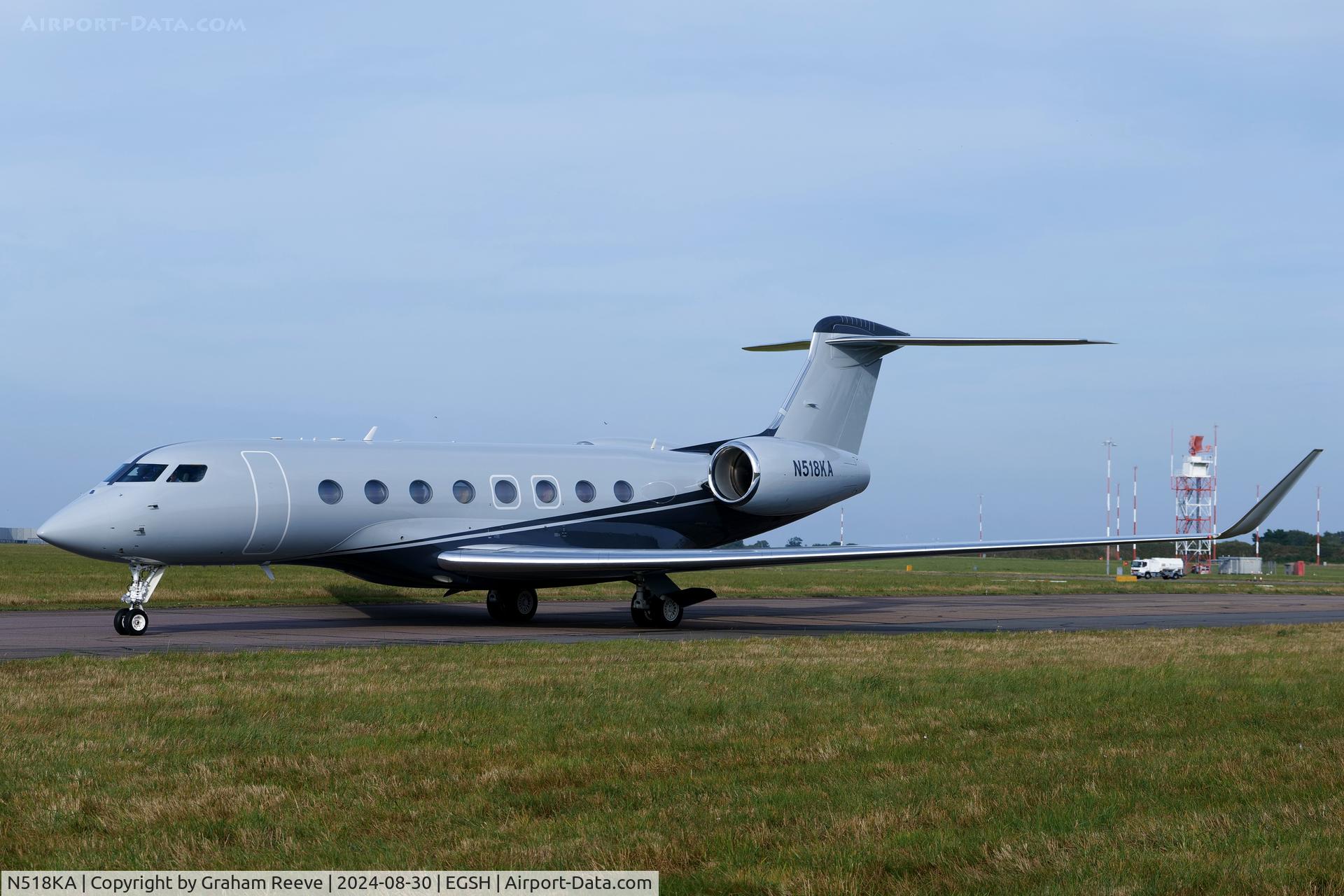 N518KA, 2017 Gulfstream G-VI (G650ER) C/N 6307, Just landed at Norwich.
