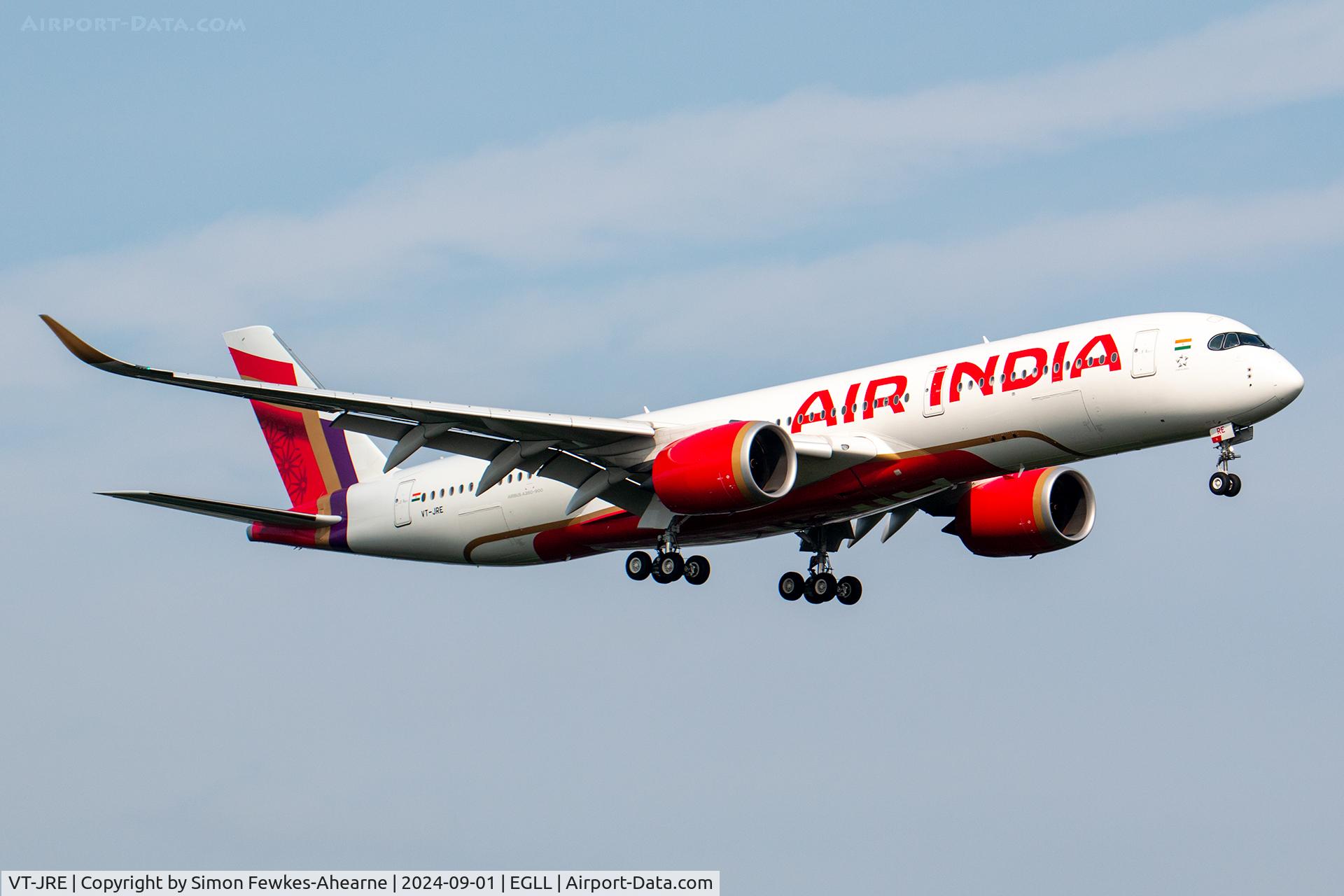VT-JRE, 2023 Airbus A350-941 C/N 0585, First day of Air India A350 operations to London Heathrow.
