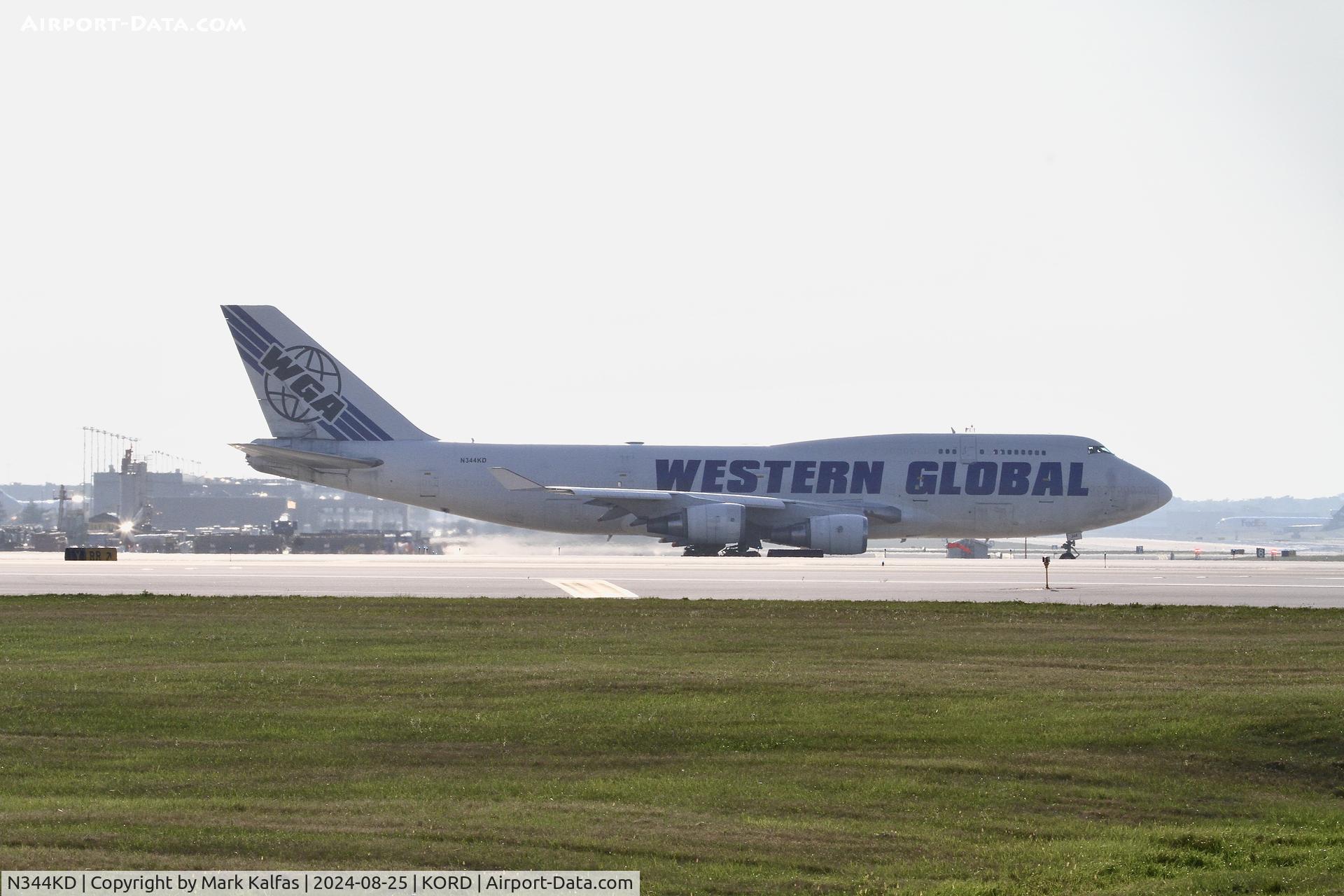 N344KD, 1992 Boeing 747-446BCF C/N 26344, B744 Westrn Global Boeing 747-446BCF N344KD, WGN8186 KORD-KSUU, taxiway GG KORD