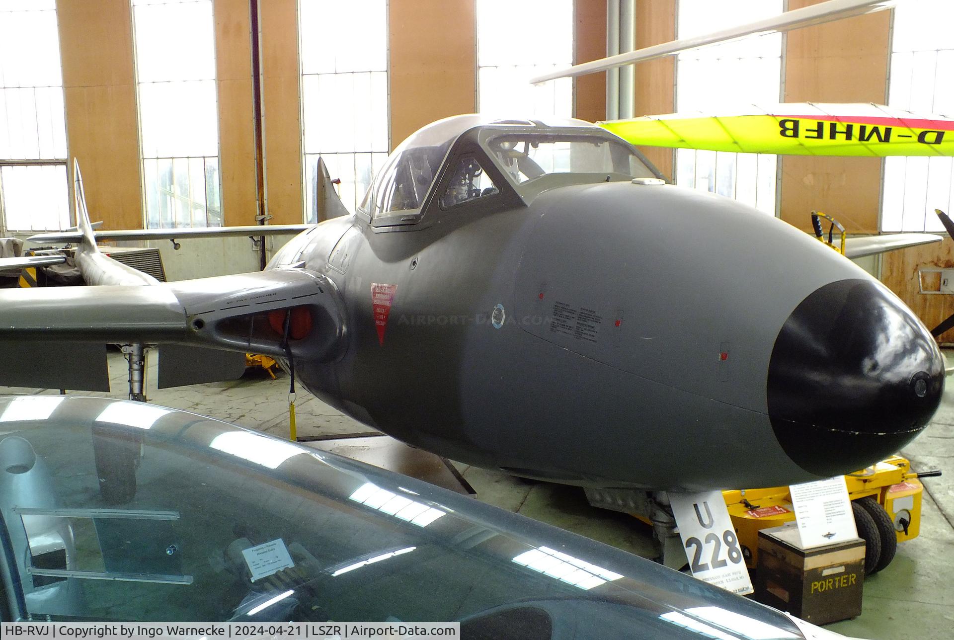 HB-RVJ, 1959 De Havilland (F+W Emmen) Vampire T55 (DH-115) C/N 988, De Havilland (EFW) D.H.115 Vampire Trainer T55 at the FFA-Museum, Altenrhein