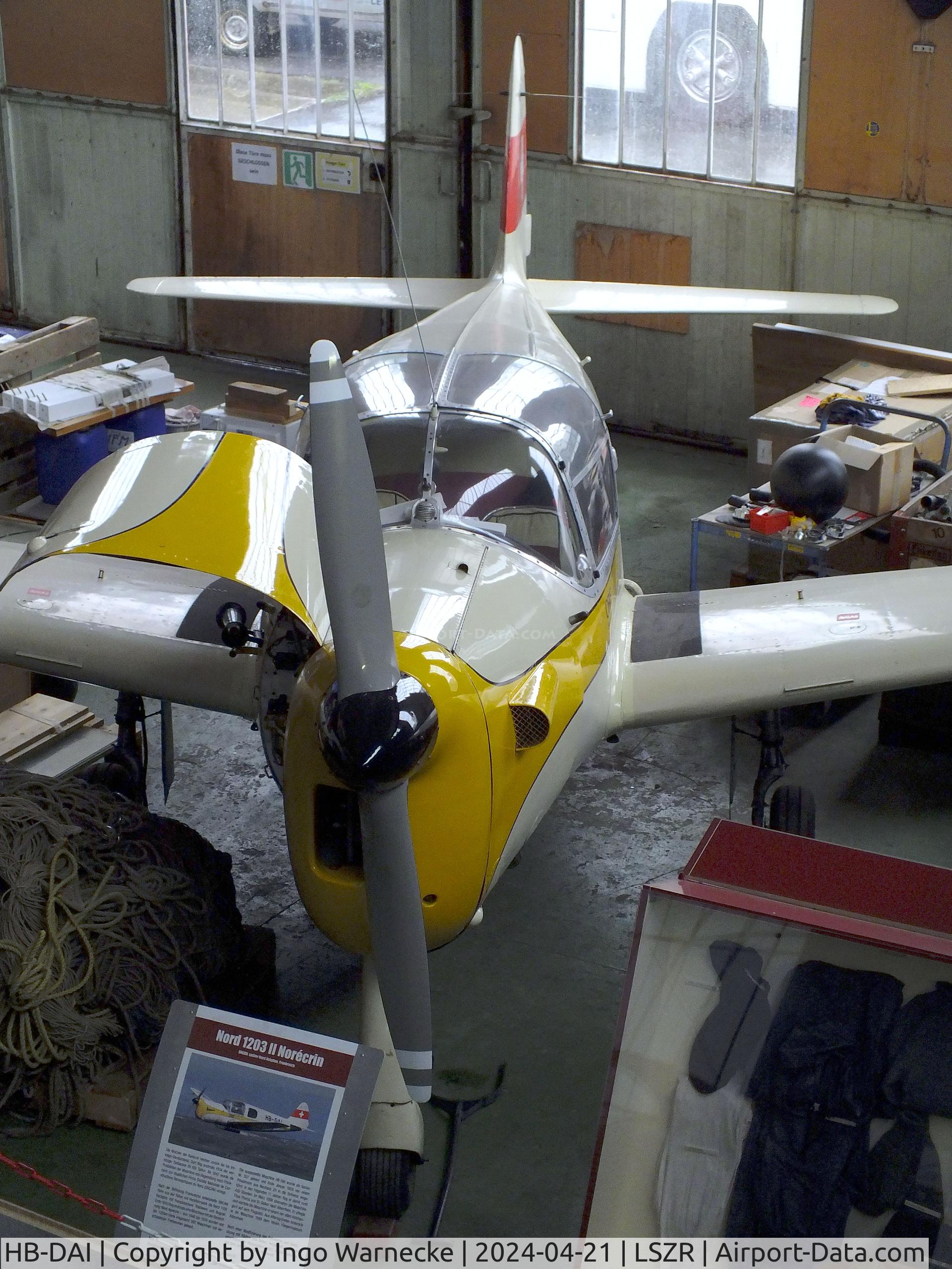 HB-DAI, 1955 Nord 1203 Norecrin II C/N 307, Nord SNCAN N.1203 Norecrin undergoing maintenance at the FFA-Museum, Altenrhein