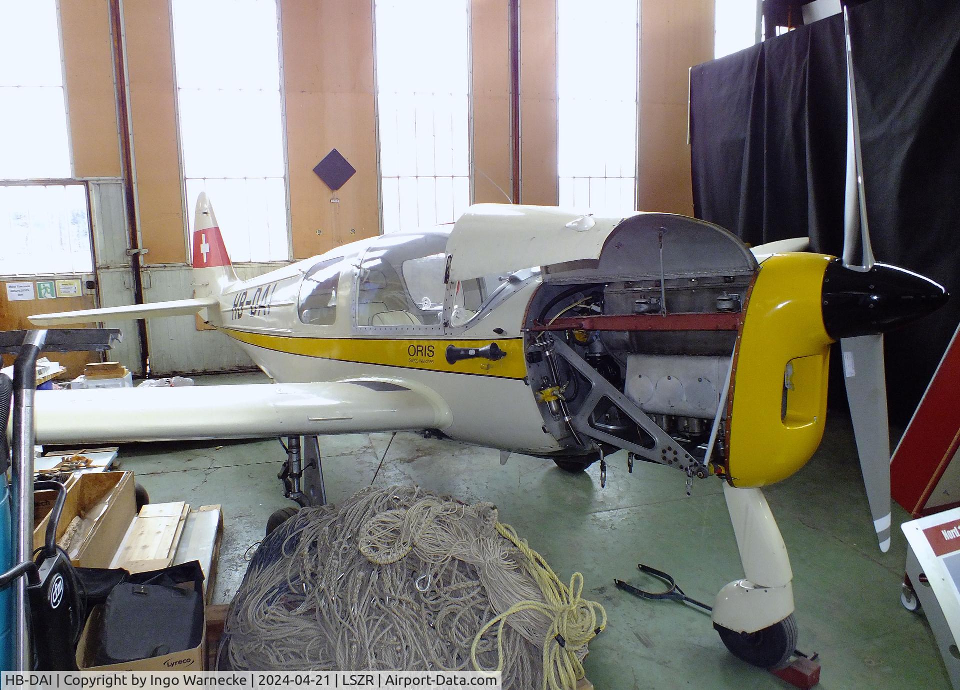 HB-DAI, 1955 Nord 1203 Norecrin II C/N 307, Nord SNCAN N.1203 Norecrin undergoing maintenance at the FFA-Museum, Altenrhein