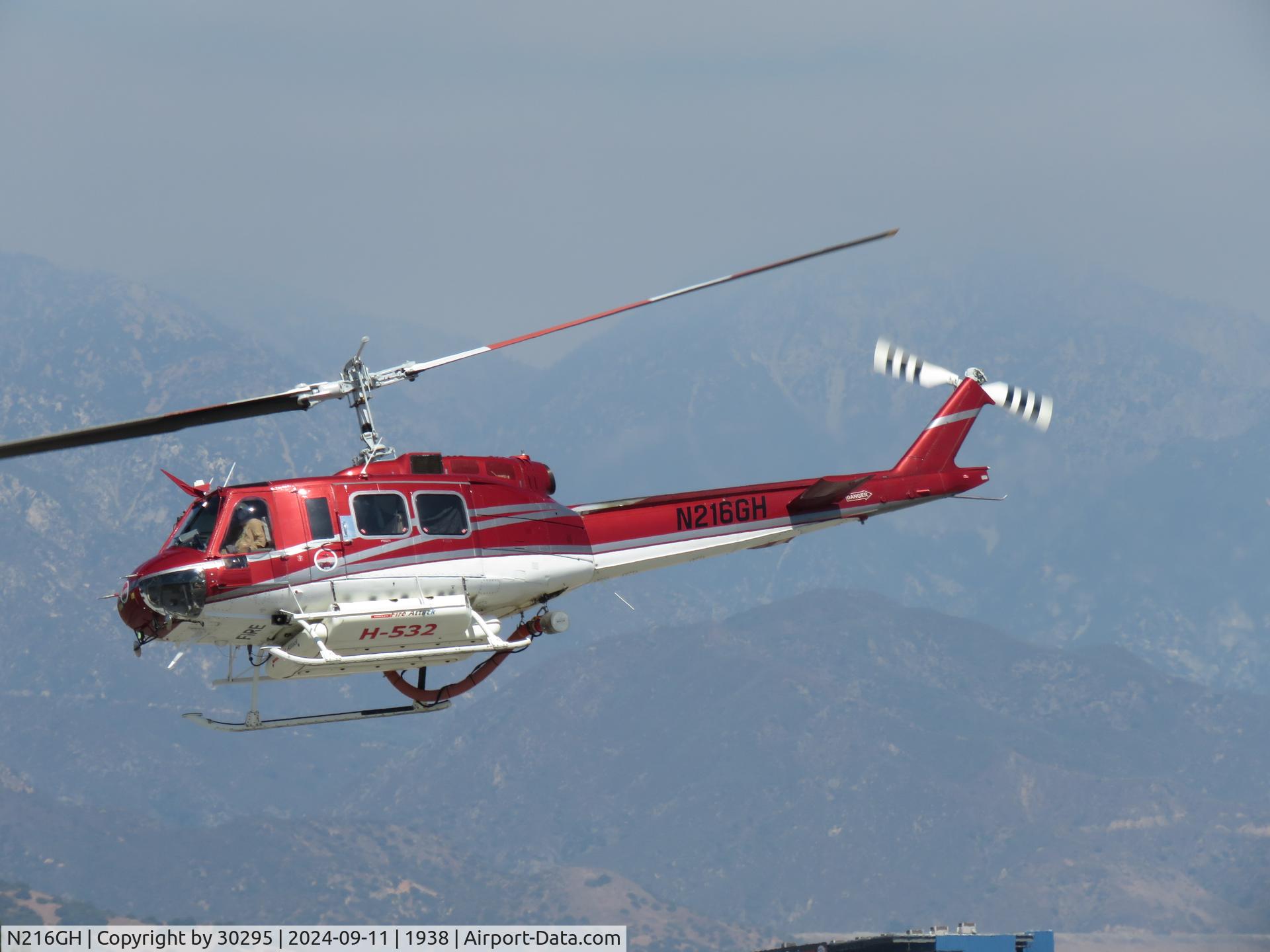 N216GH, 1969 Bell 205A-1++ C/N 30036, Turning northbound to the fire