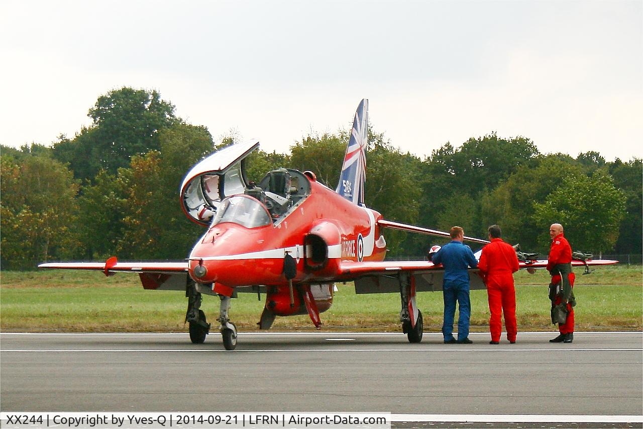 XX244, 1978 Hawker Siddeley Hawk T.1 C/N 080/312080, Red Arrows Hawker Siddeley Hawk T.1A, Flight line, Rennes-St Jacques airport (LFRN-RNS)