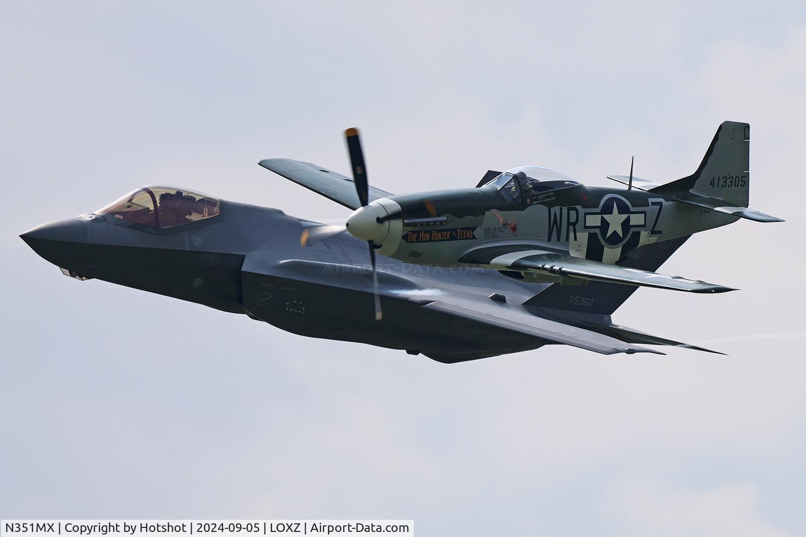 N351MX, 1944 North American P-51D Mustang C/N 122-40931 (44-74391), Close formation with 18-5360 flown by Cpt. Melanie 