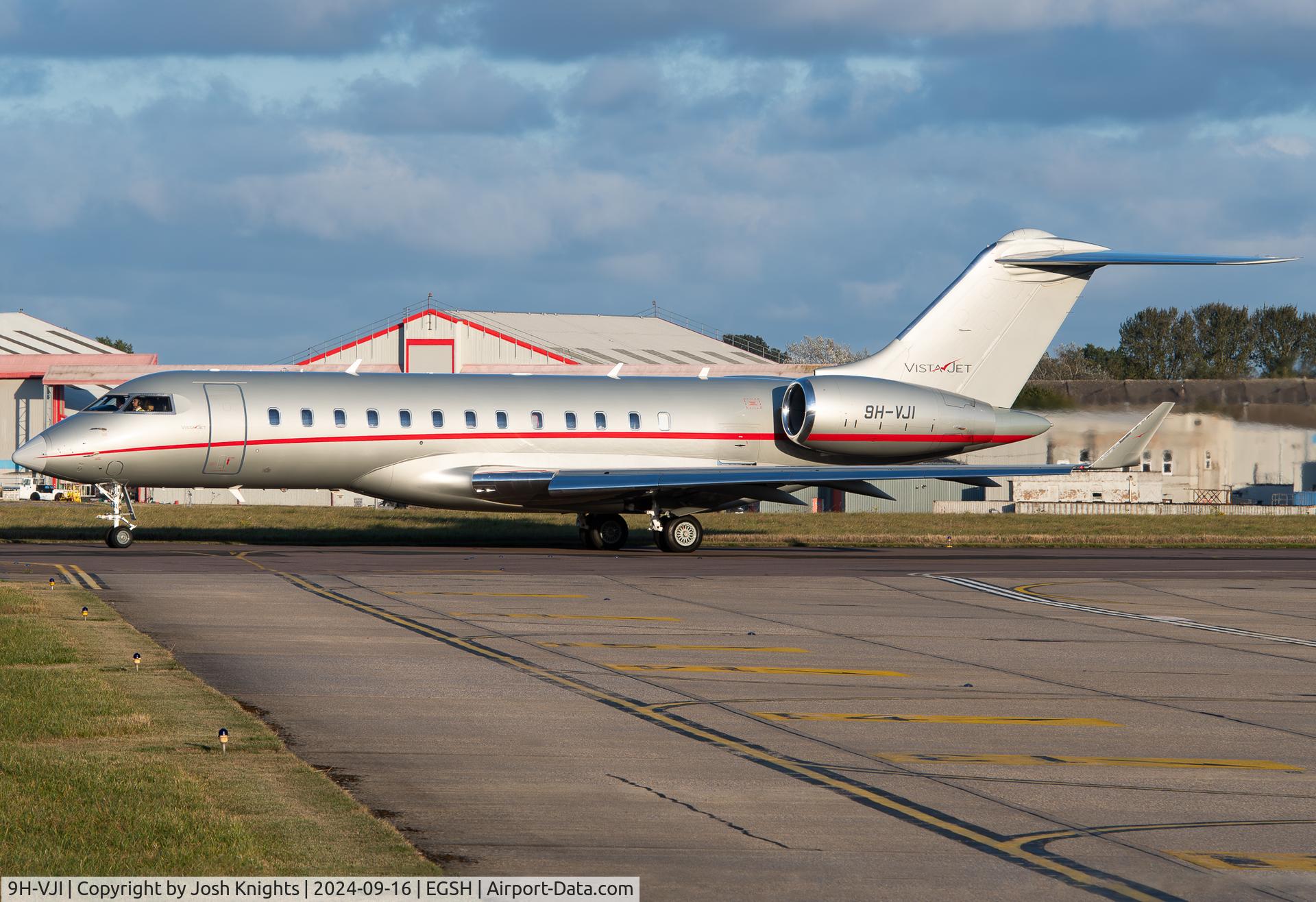 9H-VJI, 2013 Bombardier BD-700-1A10 Global 6000 C/N 9593, Taxiing For Departure To Paris.