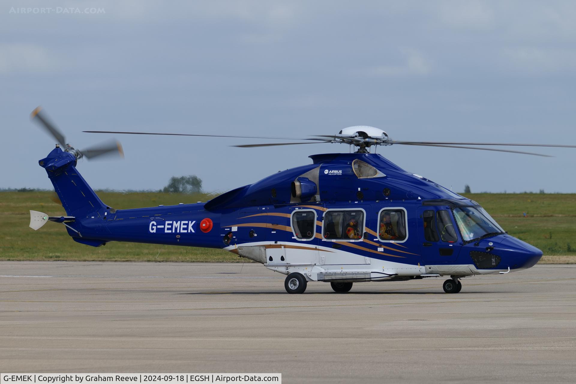 G-EMEK, 2016 Airbus Helicopters EC 175B C/N 5022, Departing from Norwich.