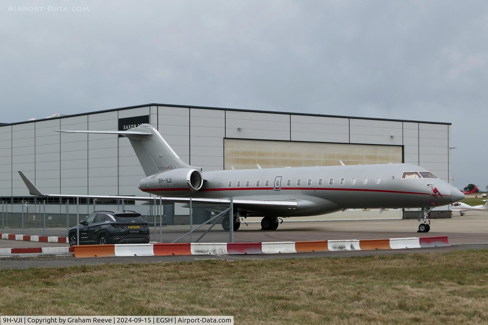 9H-VJI, 2013 Bombardier BD-700-1A10 Global 6000 C/N 9593, Parked at Norwich.