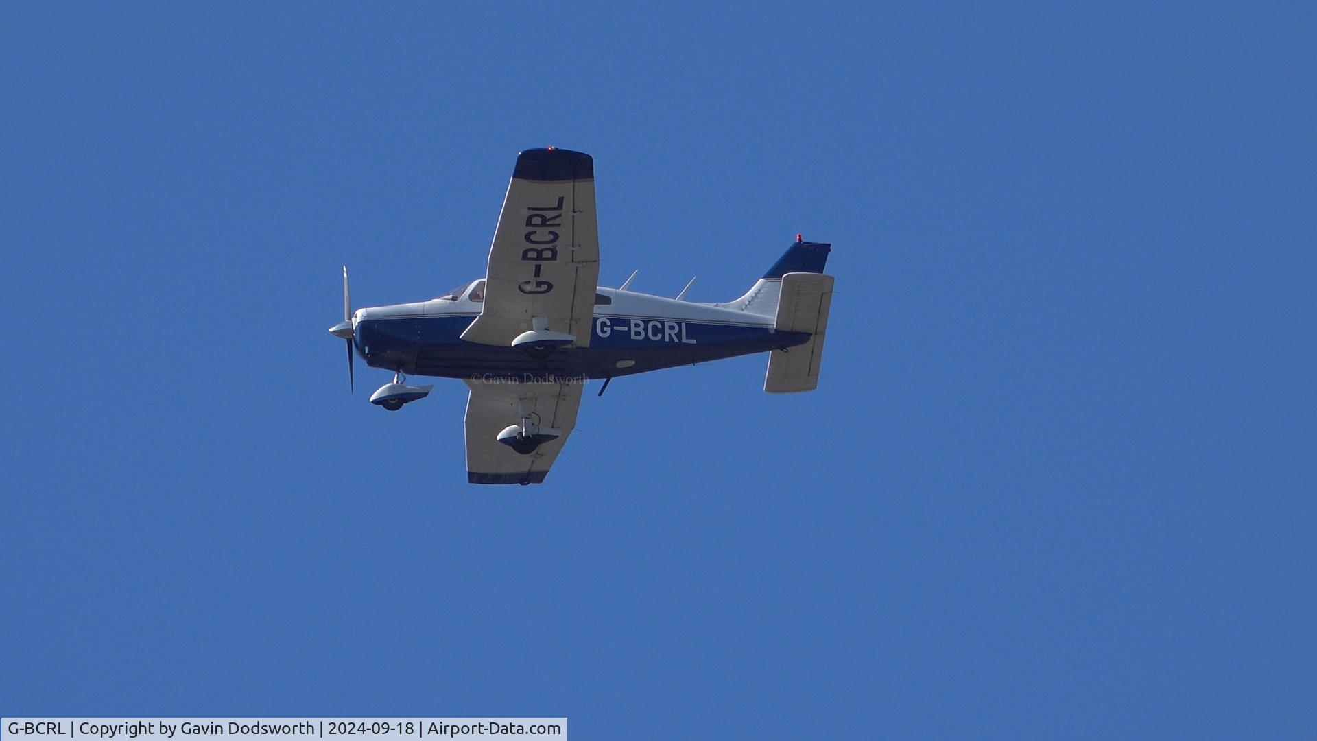 G-BCRL, 1974 Piper PA-28-151 Cherokee Warrior C/N 28-7415689, Over Darlington on September 18 2024 on a local flight with AeroSchool Flight Academy & Air Tours.